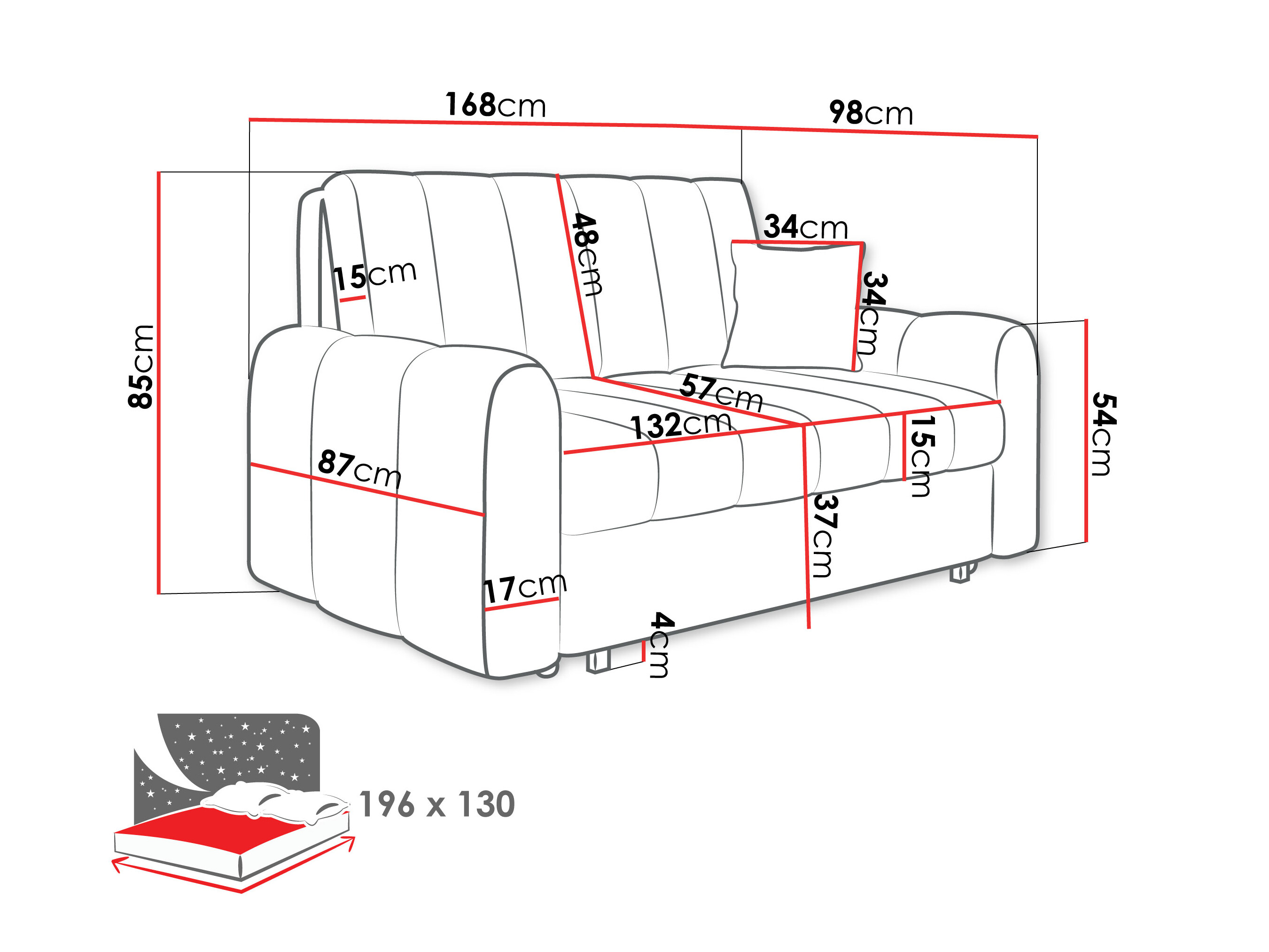 Sofá-cama Columbus 264 (Lumo 30)
