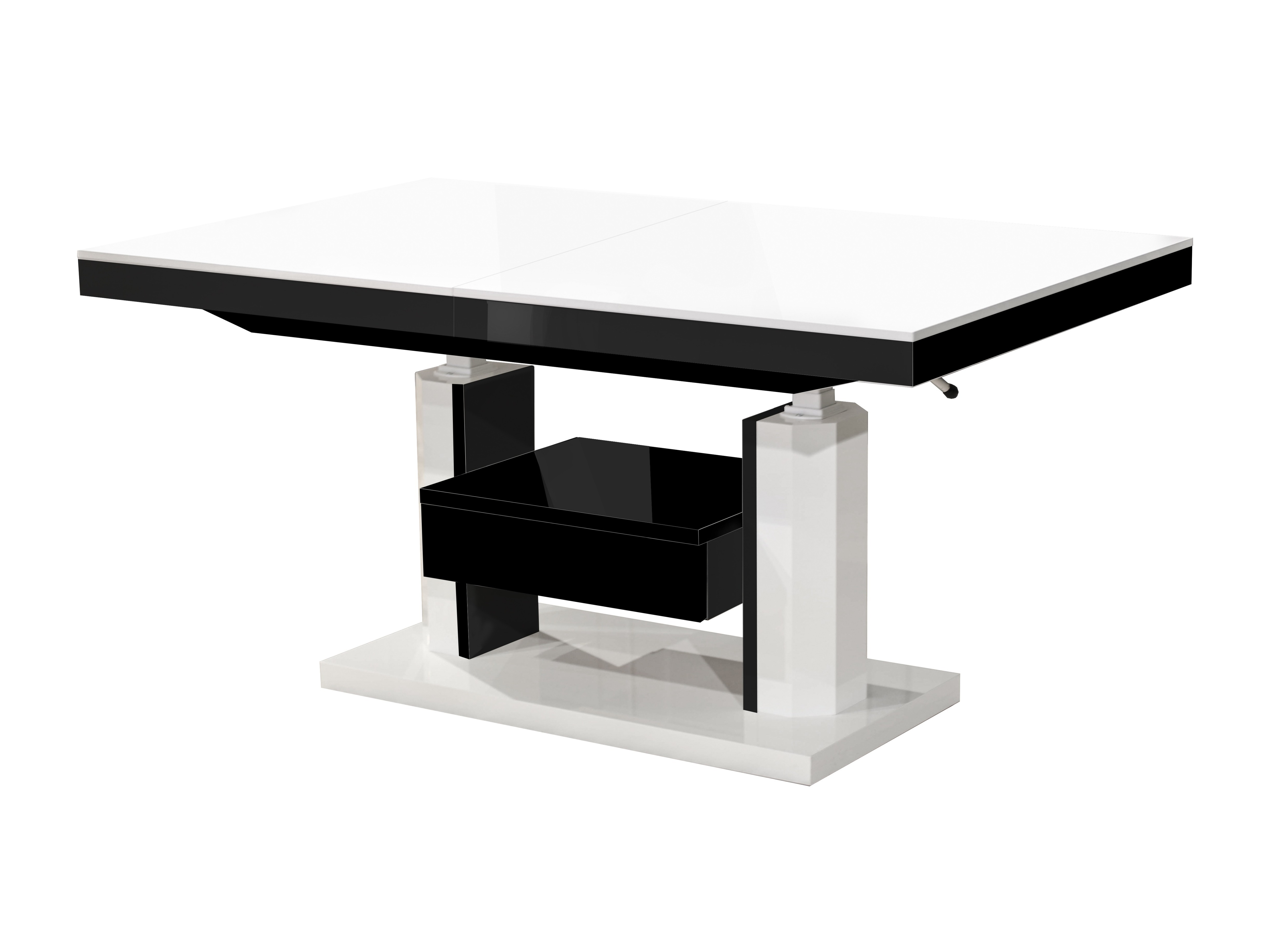Mesa de centro extensível Hoboken 100 (Branco brilhante + Preto brilhante)