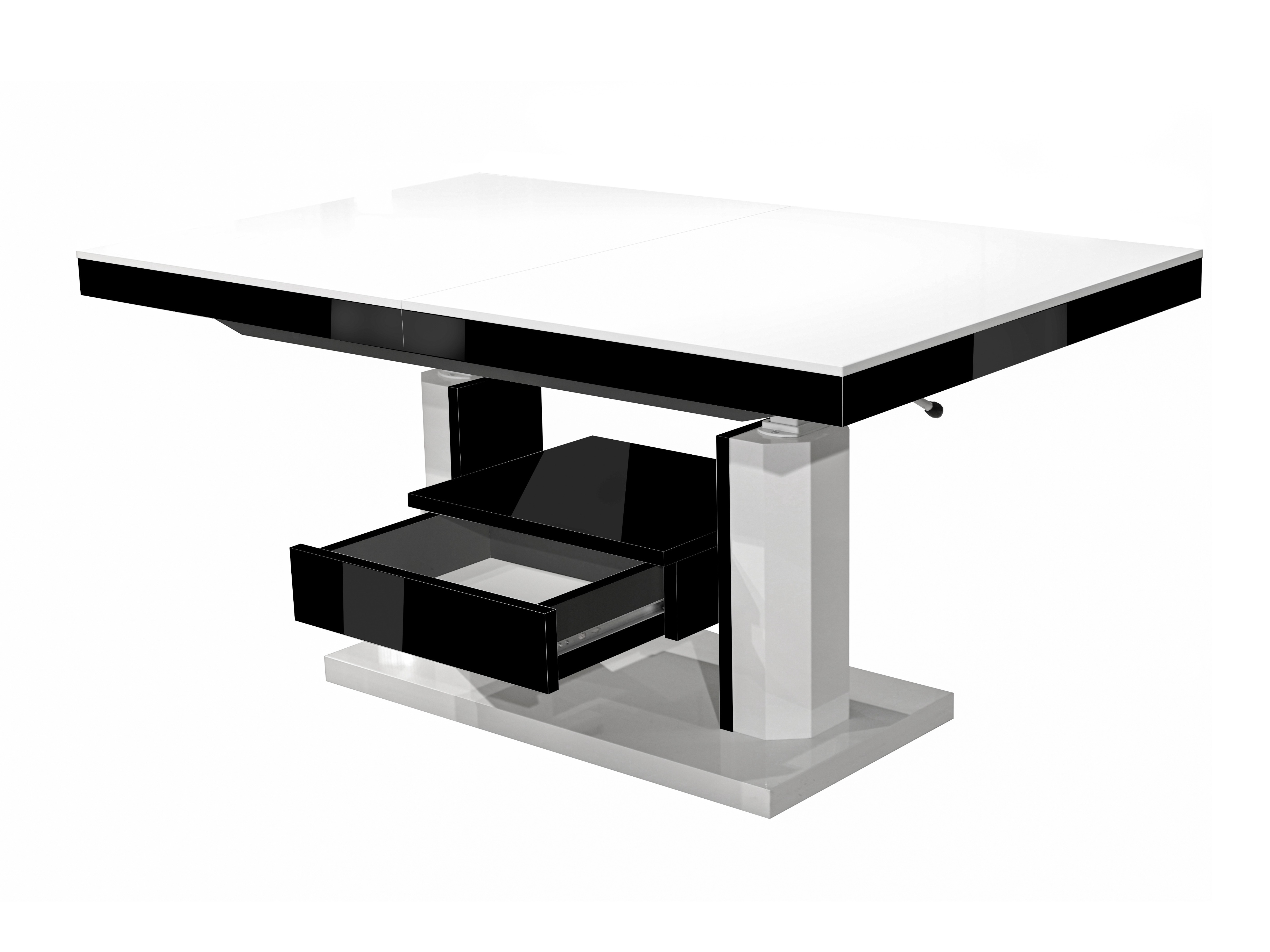 Mesa de centro extensível Hoboken 100 (Branco brilhante + Preto brilhante)