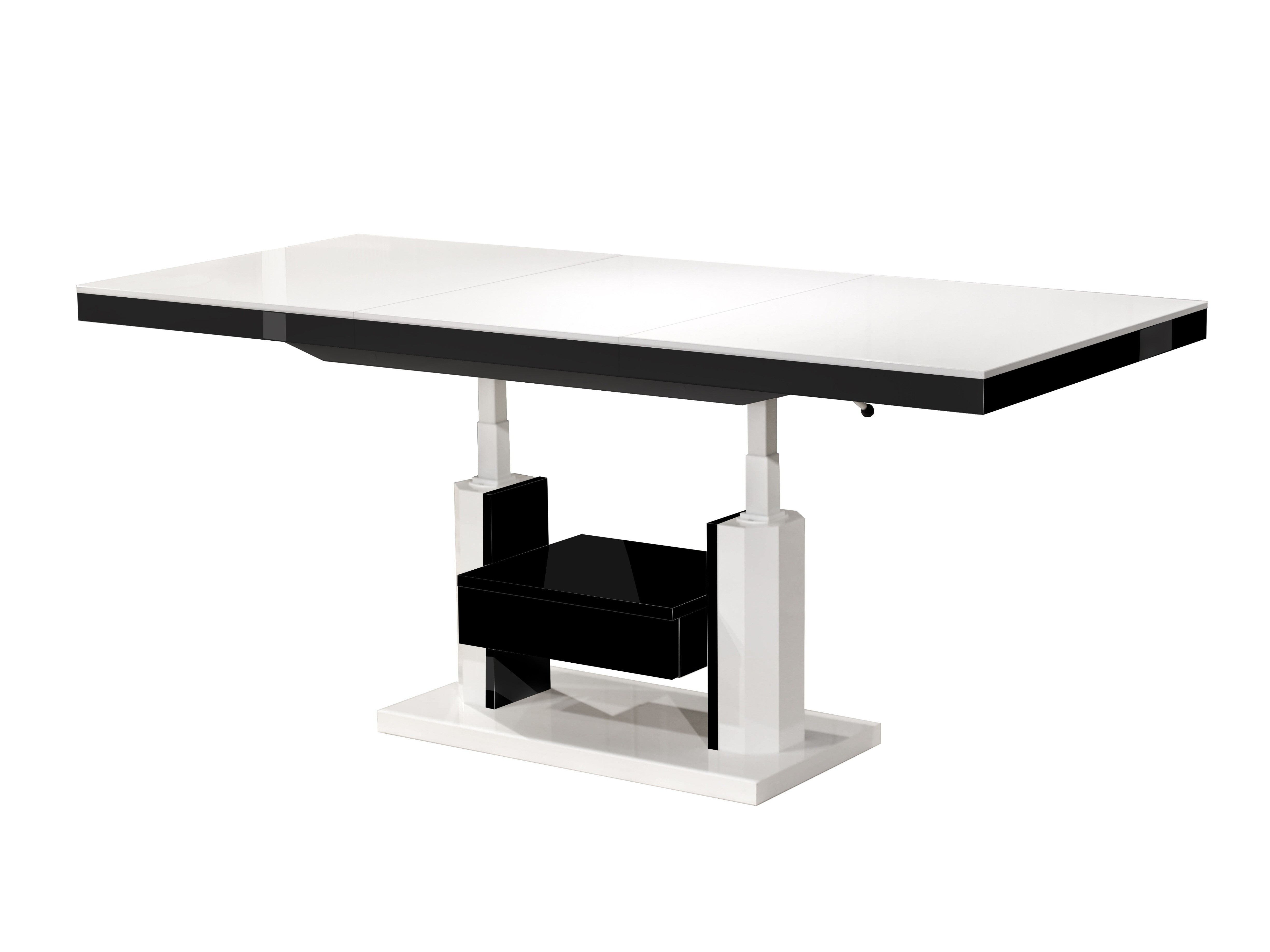 Mesa de centro extensível Hoboken 100 (Branco brilhante + Preto brilhante)