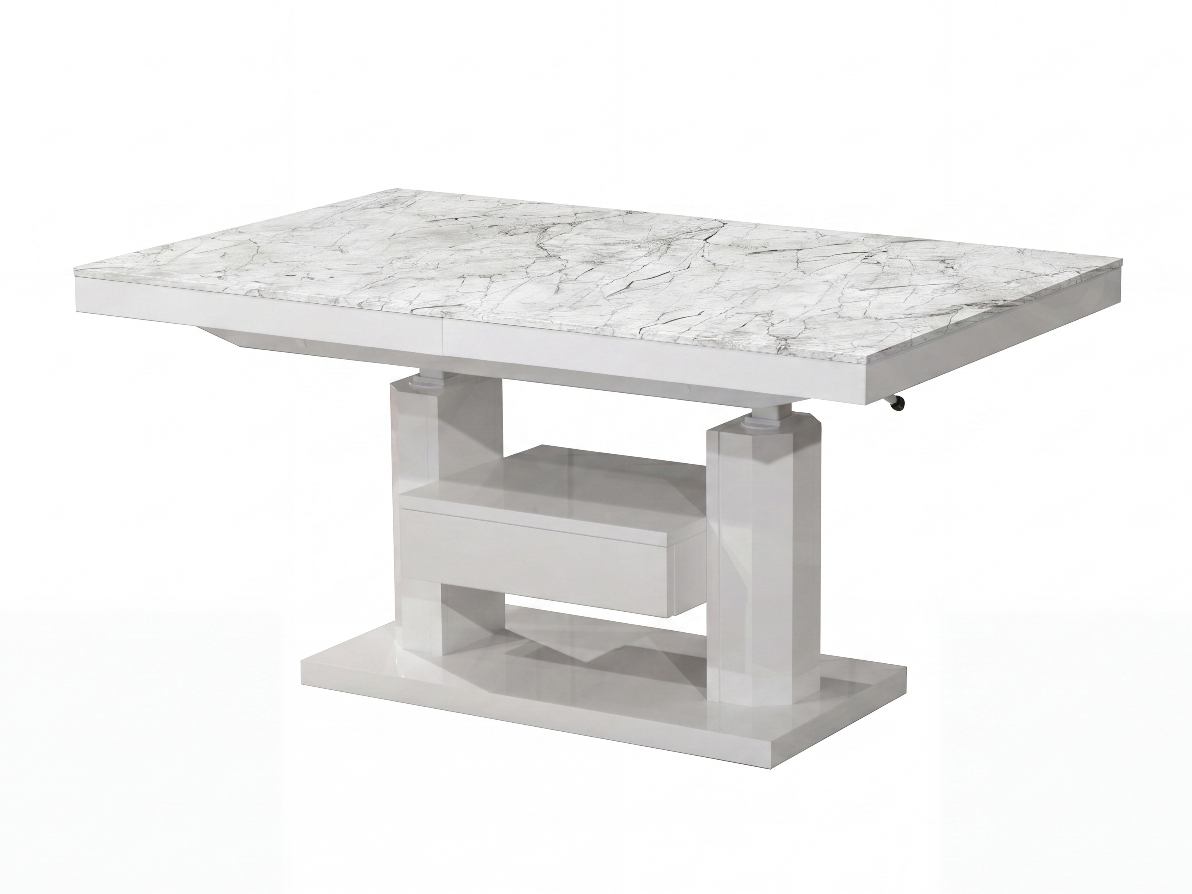 Mesa de centro extensível Hoboken 100 (Marmore branco + Branco brilhante)