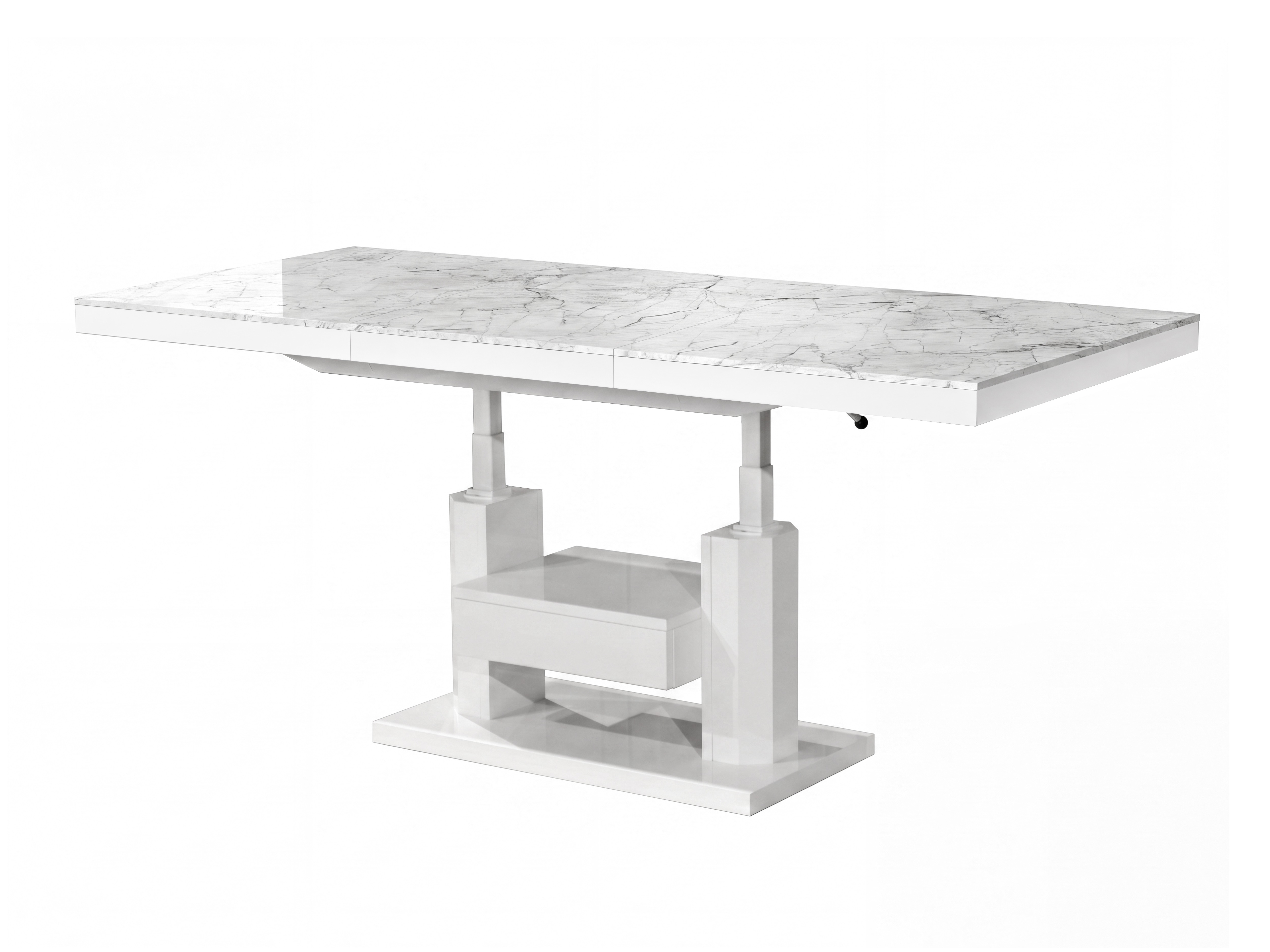 Mesa de centro extensível Hoboken 100 (Marmore branco + Branco brilhante)