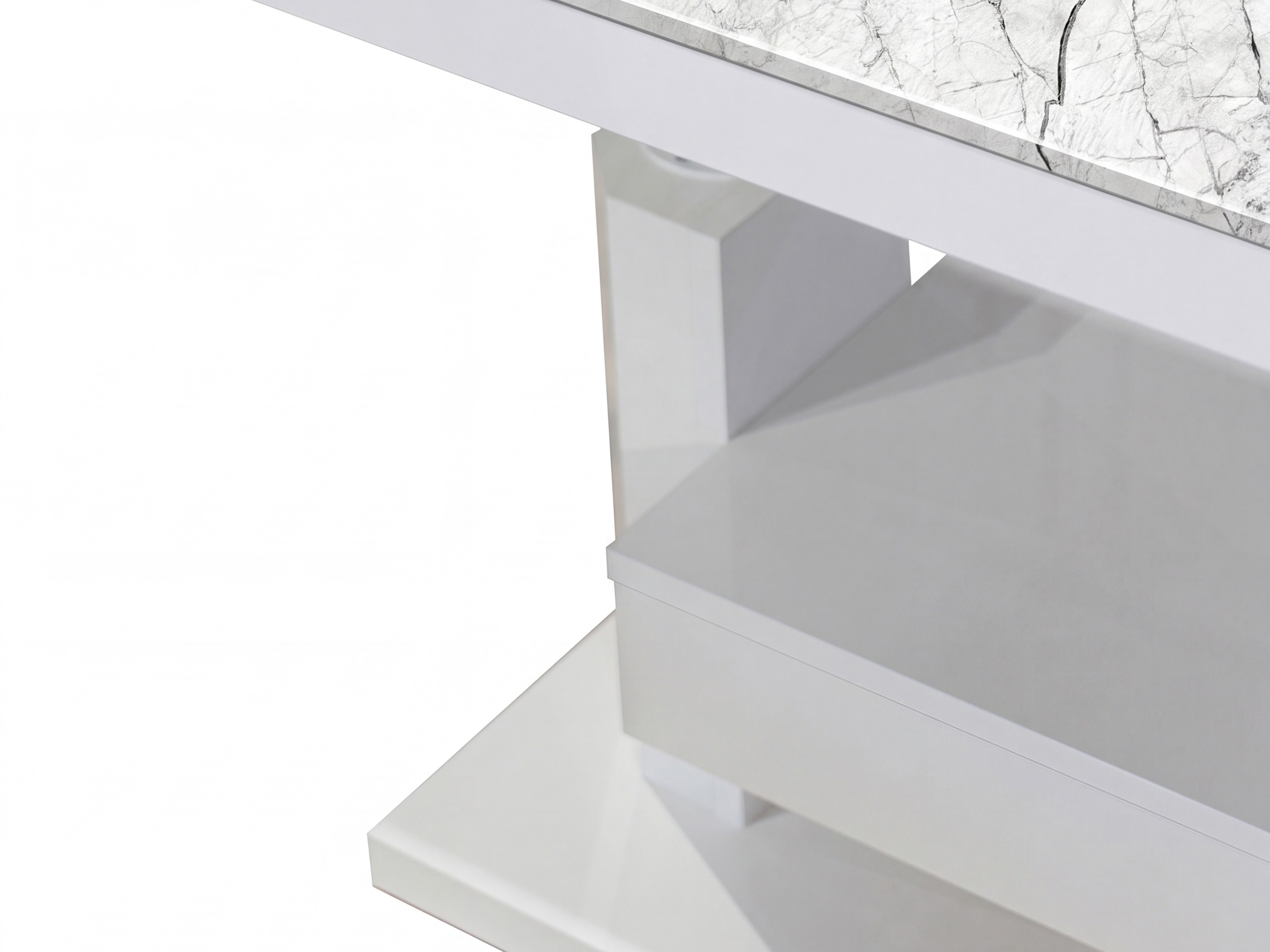 Mesa de centro extensível Hoboken 100 (Marmore branco + Branco brilhante)