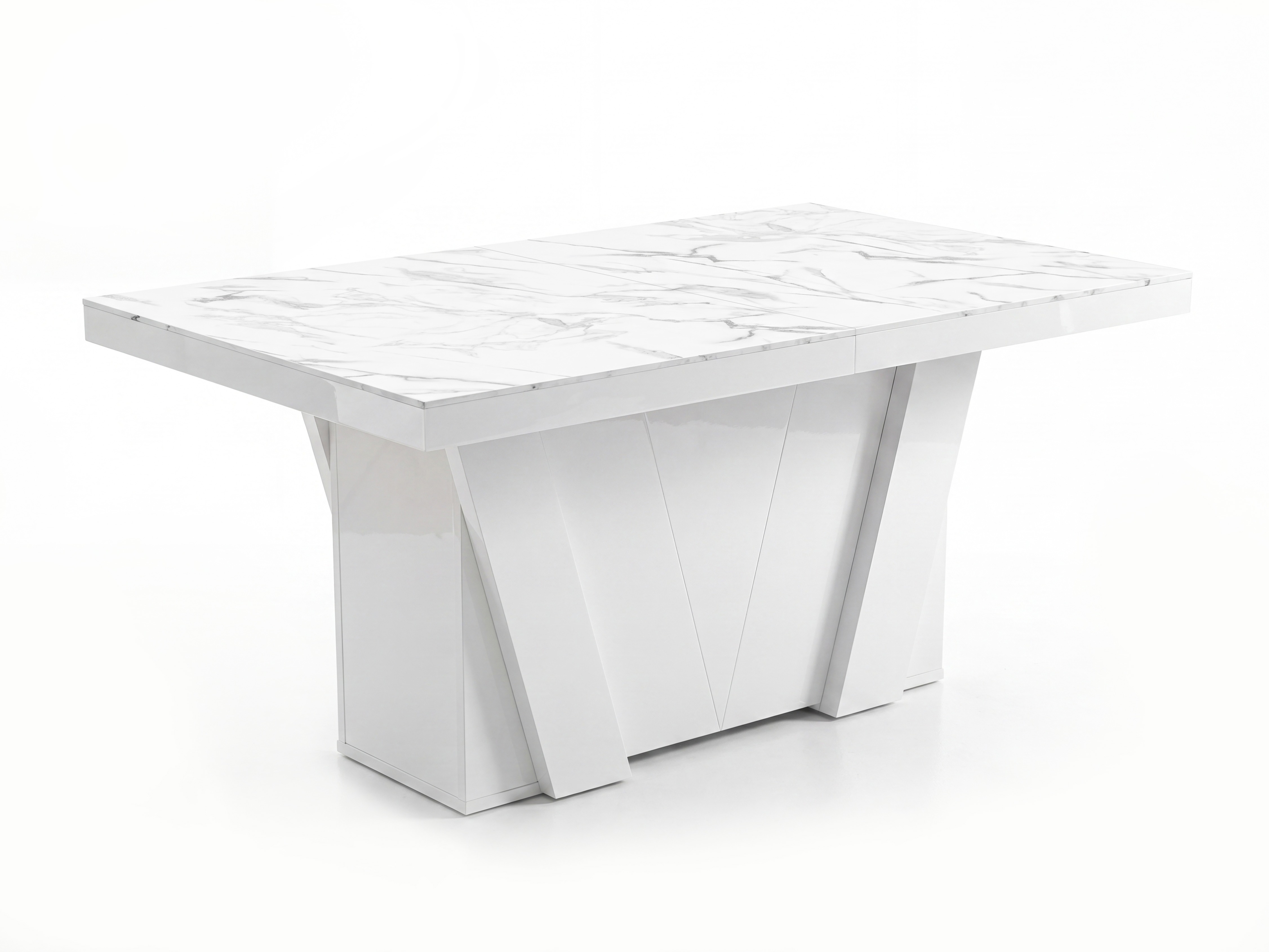 Mesa Hoboken 101 (Marmore branco + Branco brilhante)