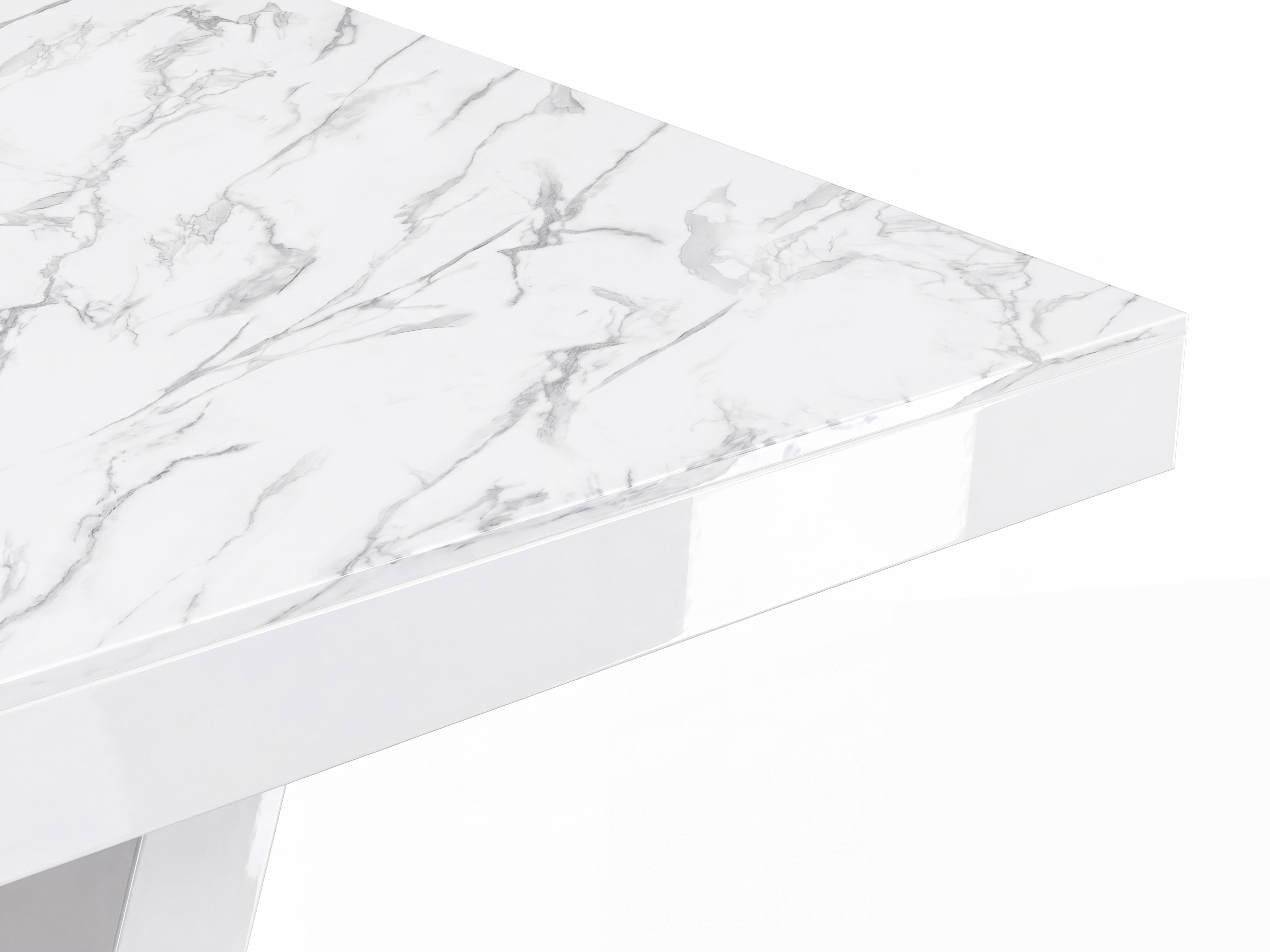 Mesa Hoboken 101 (Marmore branco + Branco brilhante)