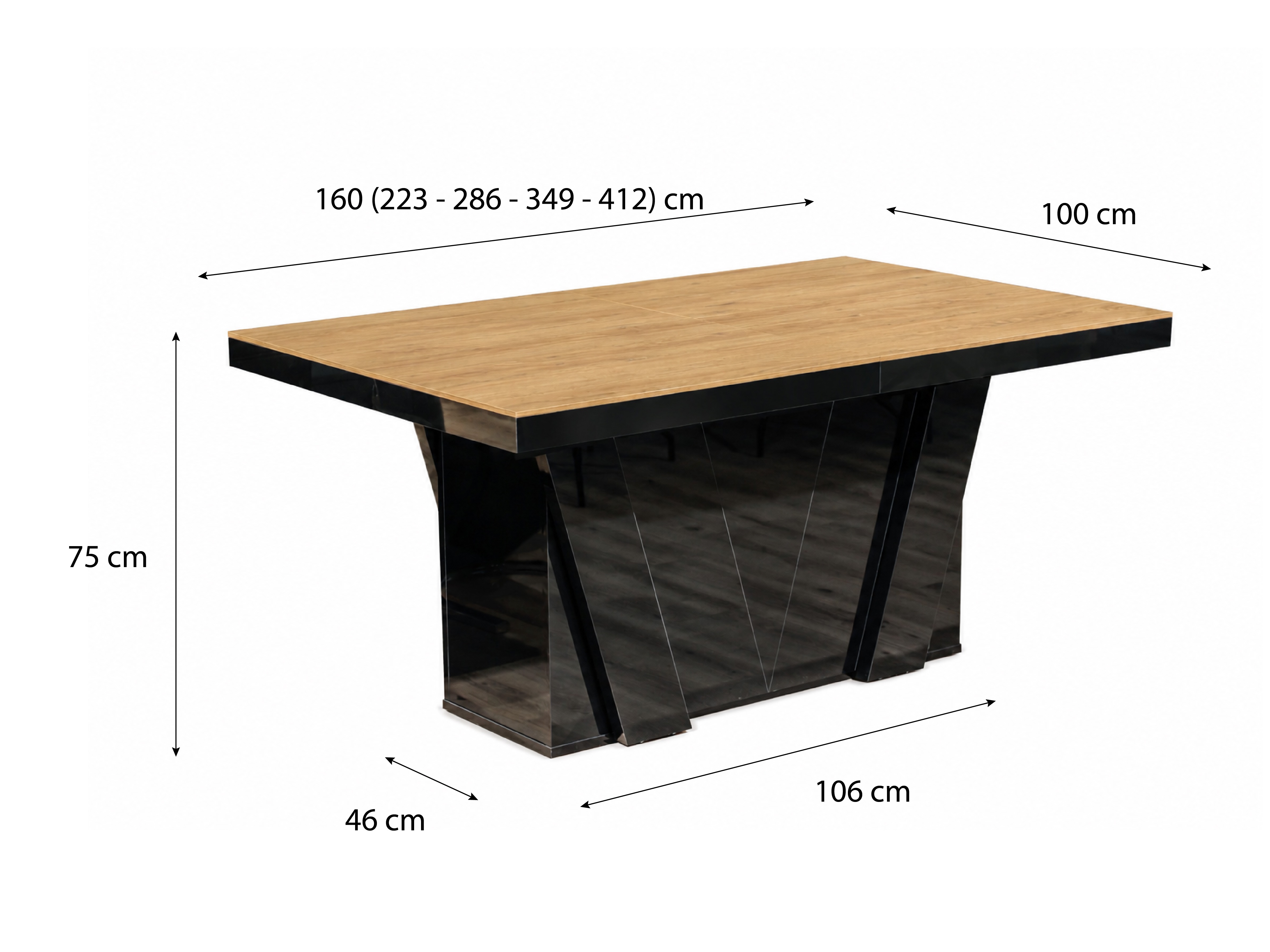 Mesa Hoboken 101 (Carvalho + Preto brilhante)
