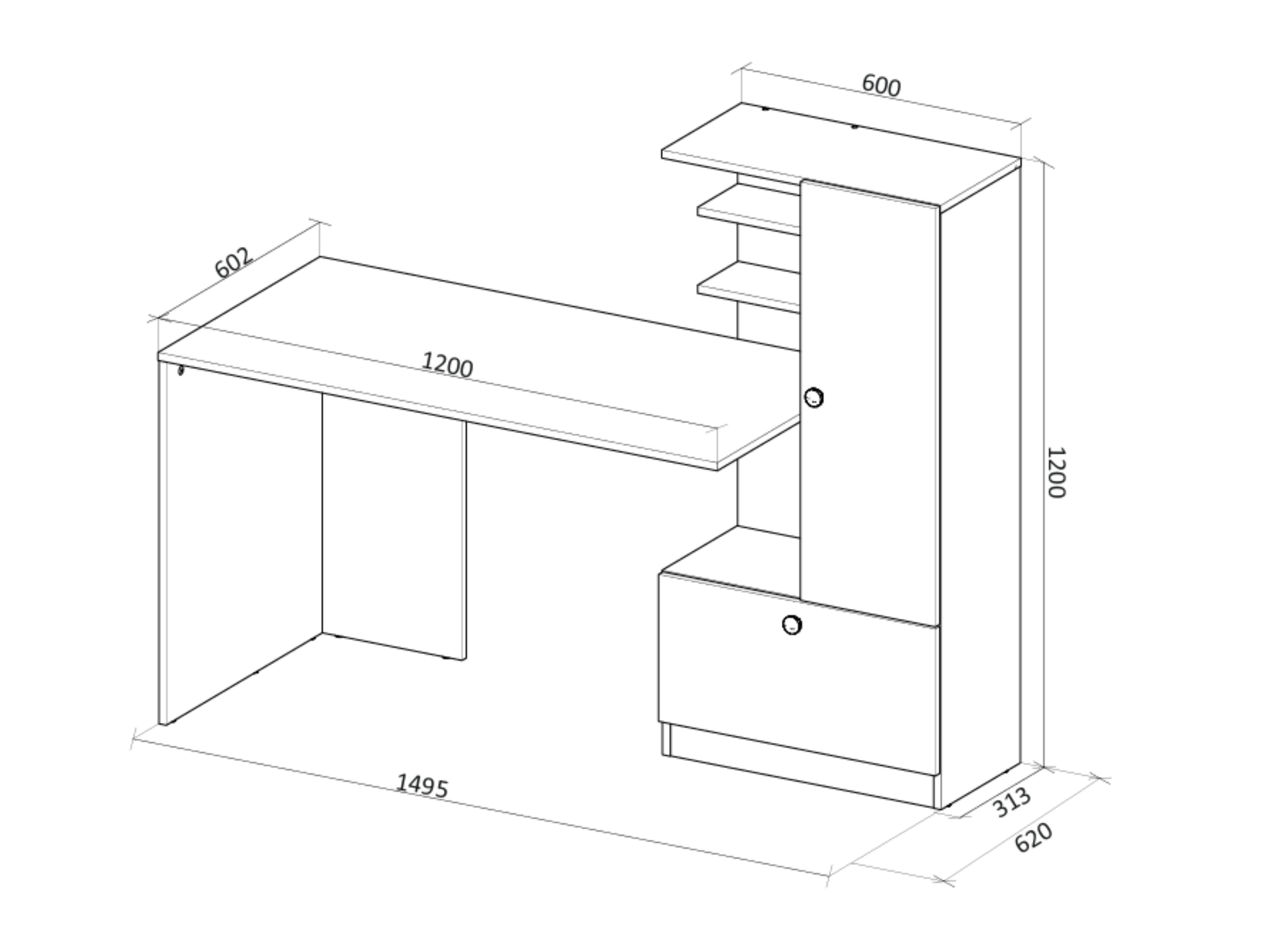 Mesa de escritório Houston 2148 (Branco)
