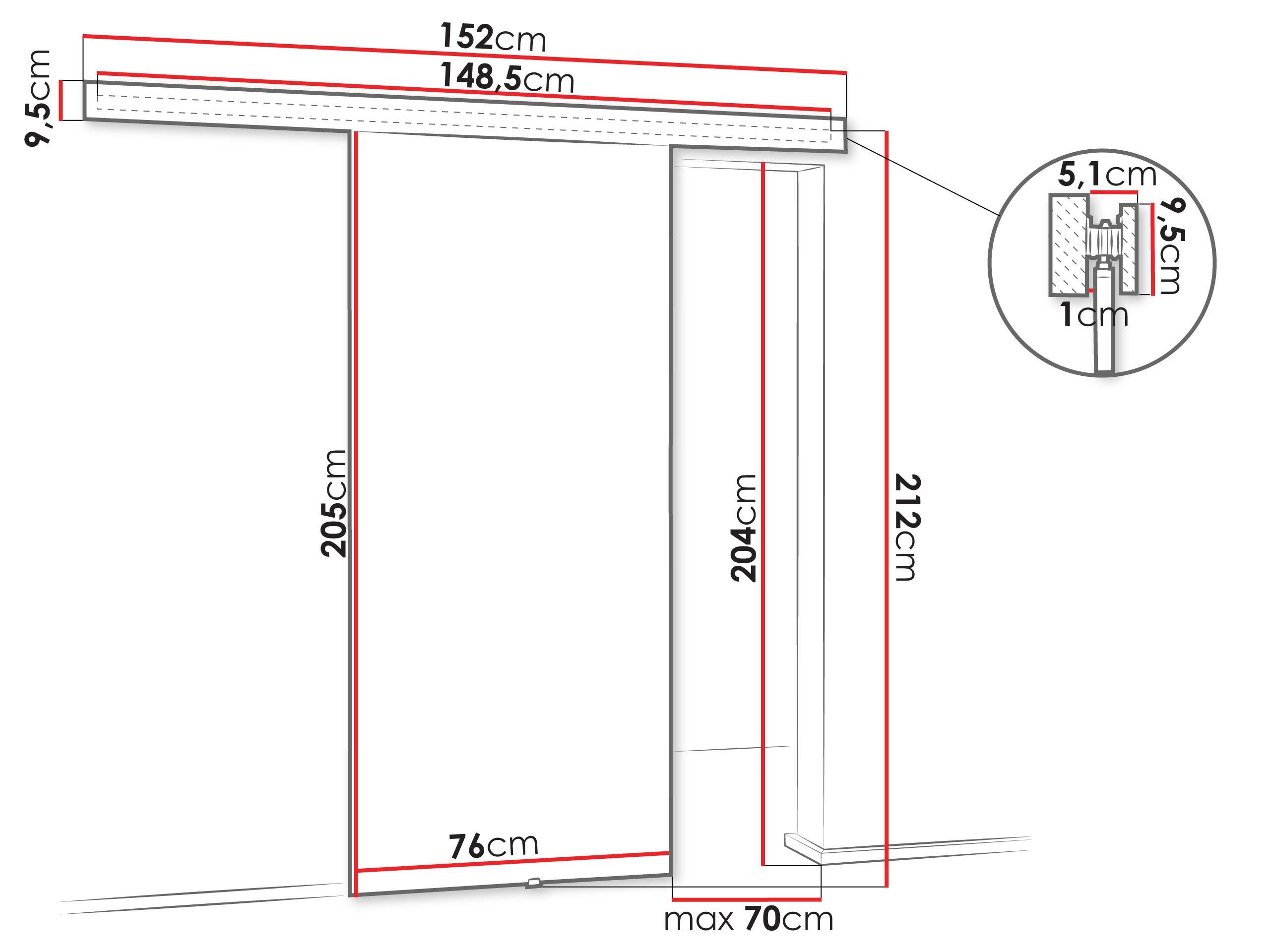 Porta de correr Dover 201 (Branco + Preto)