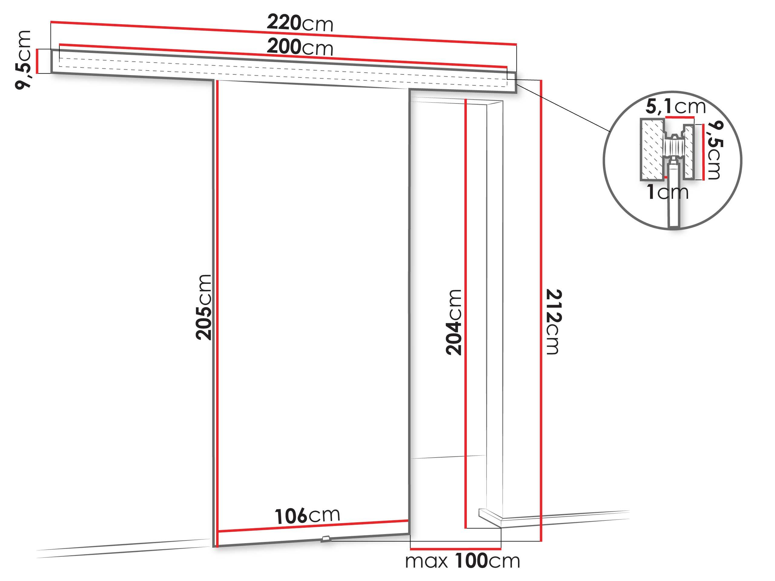 Porta de correr Dover 204 (Antracite + Preto)