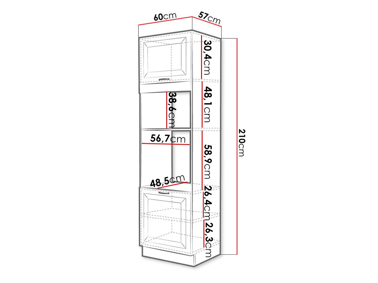 Armário modular para eletrodomésticos de encastrar Retro Grey 116