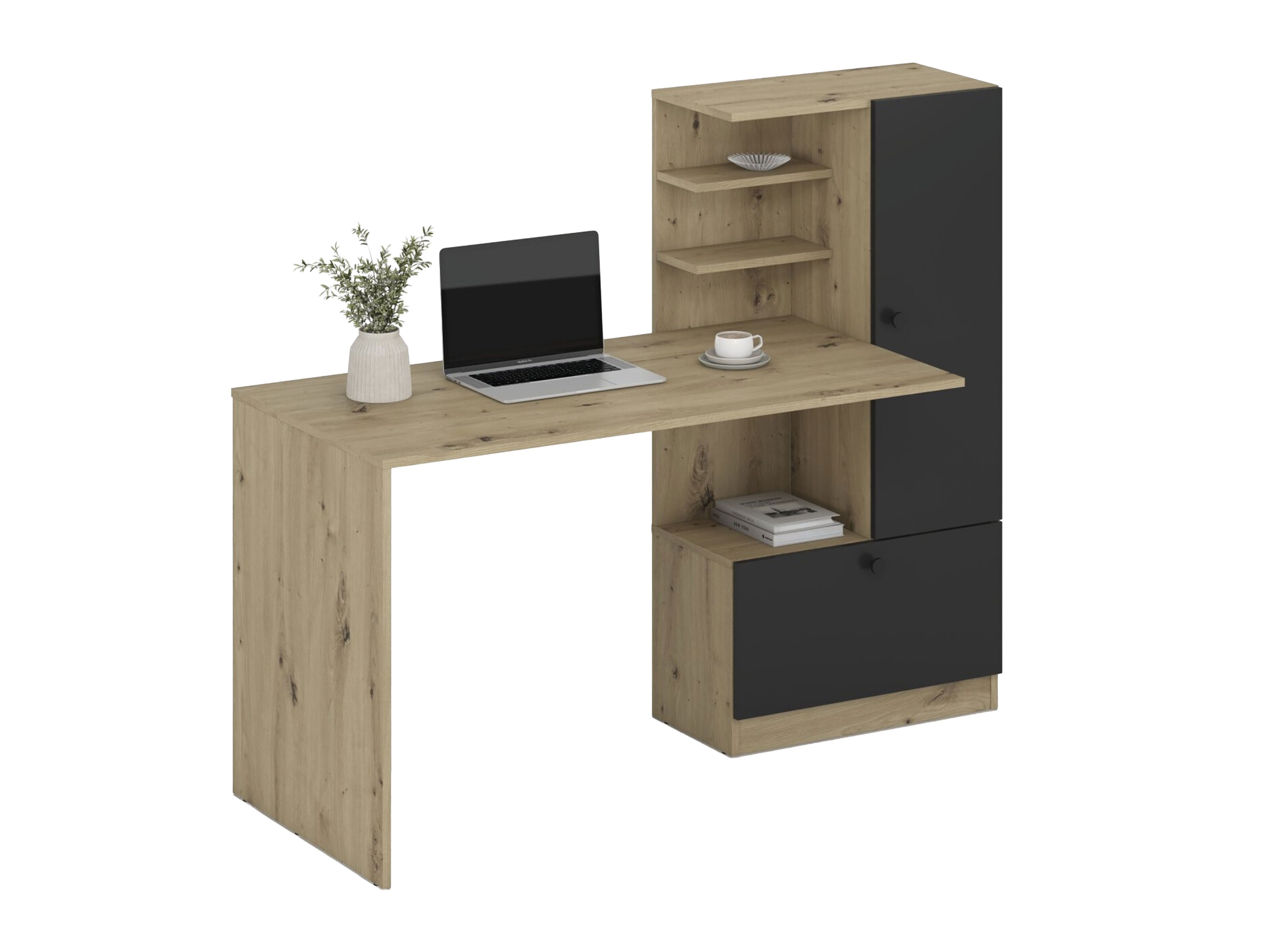 Mesa de escritório Houston 2148 (Preto + Carvalho Artisan)
