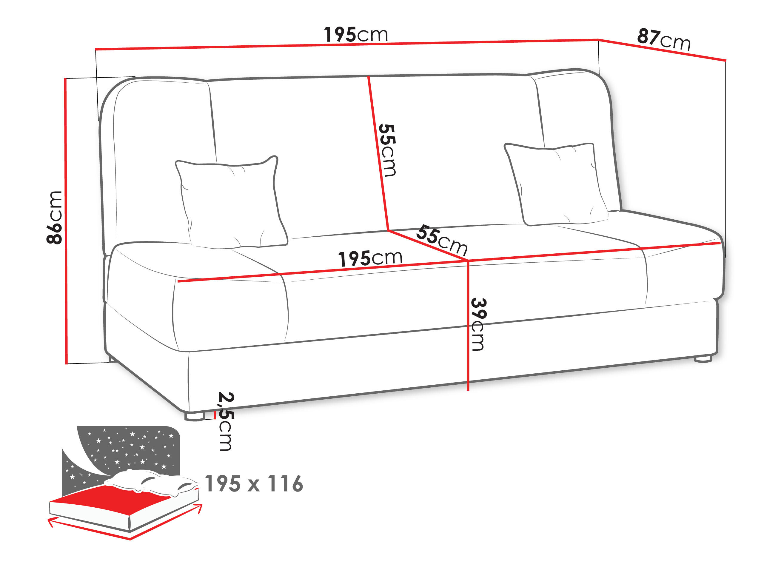 Sofá-cama Comfivo Cera I (Alova 04 + Alova 46)