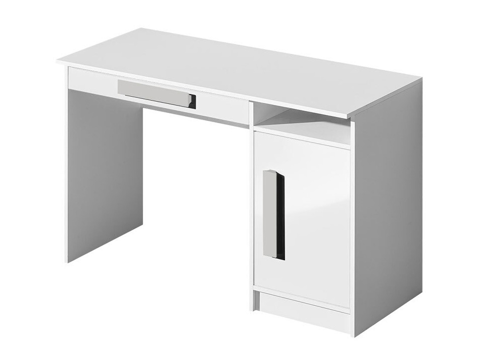 Mesa de escritório Merevari 100 (Branco + Branco brilhante + Cinzento)