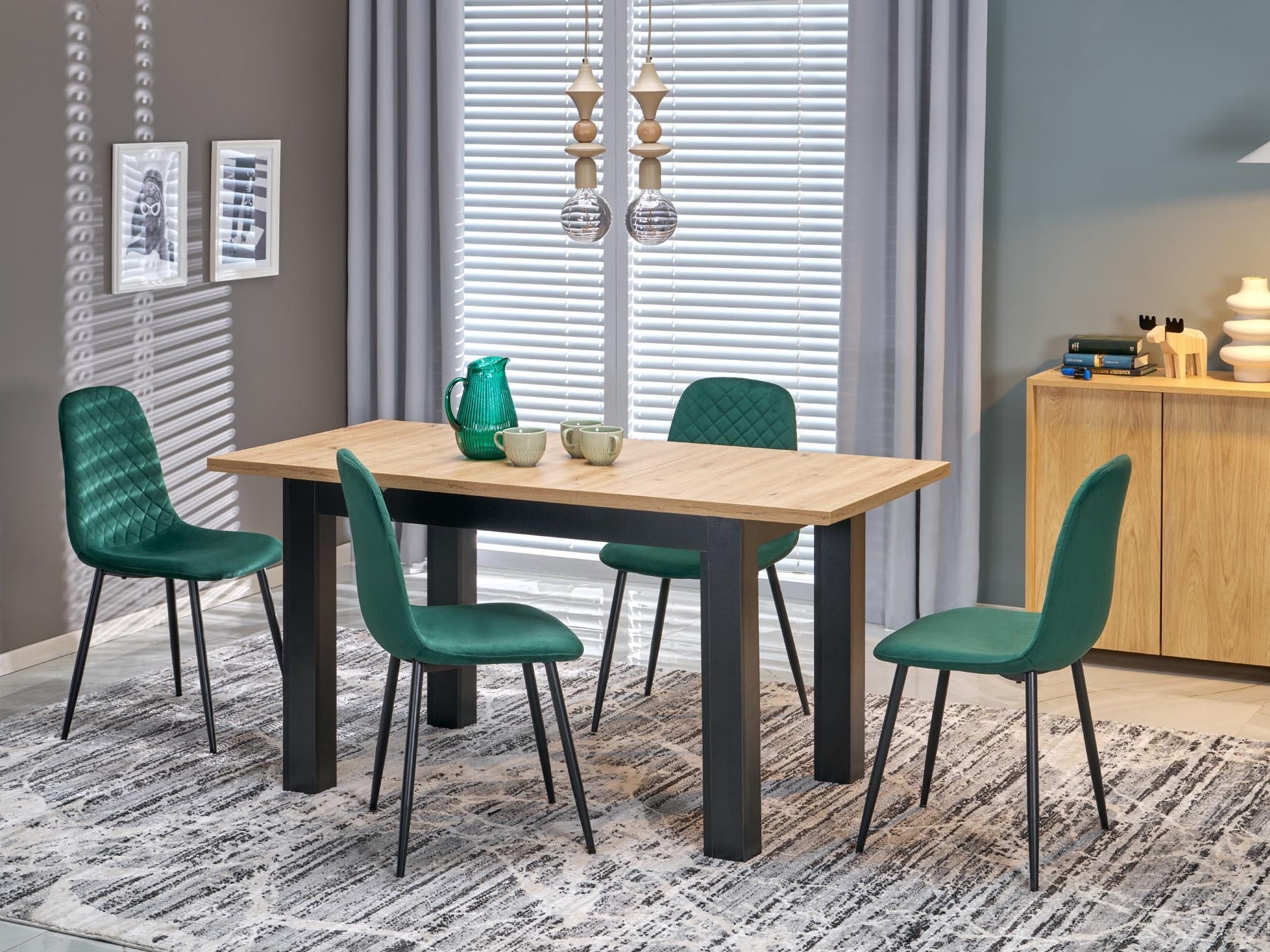 Mesa Houston 2165 (Carvalho Artisan + Preto)