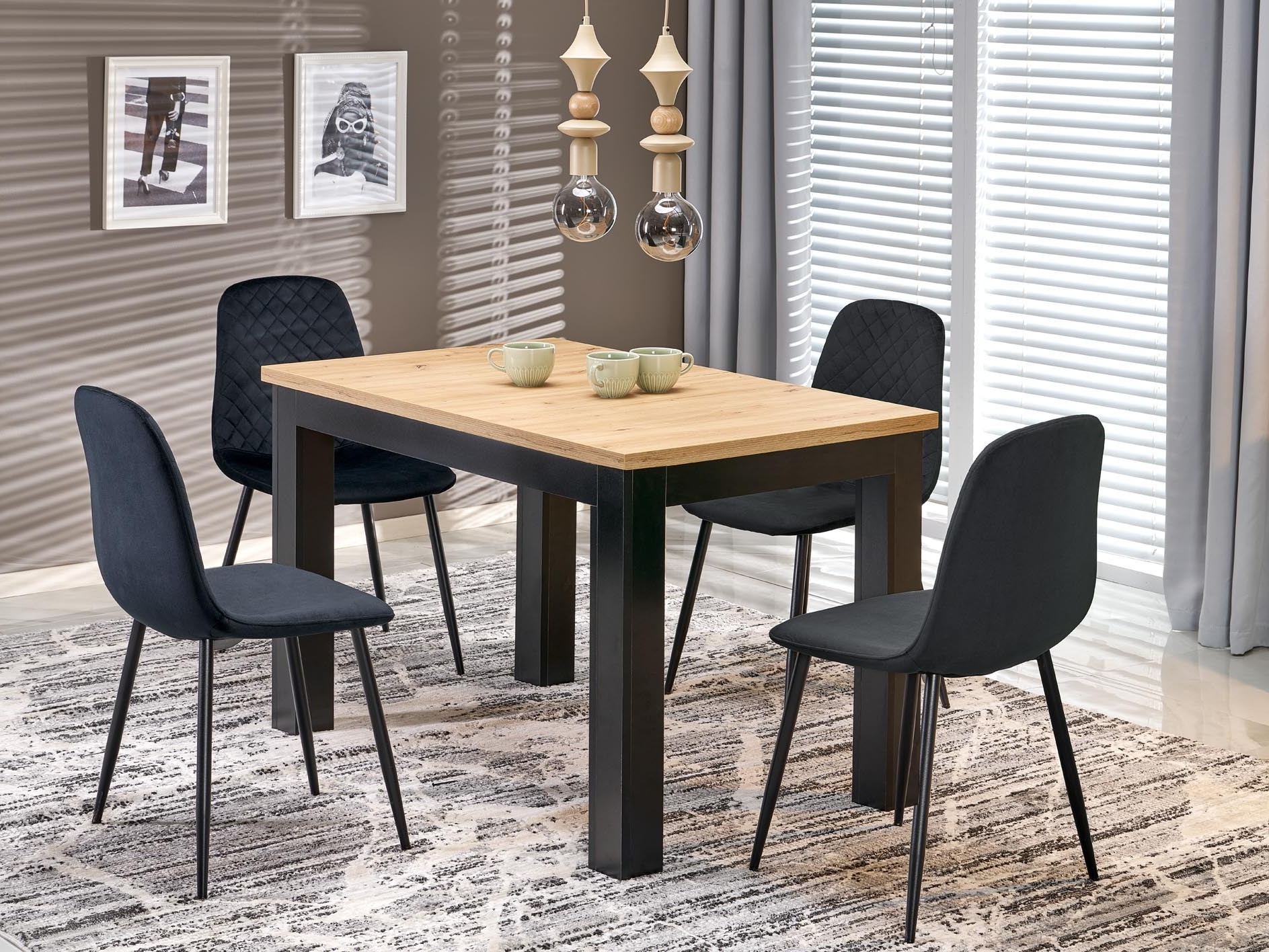 Mesa Houston 2165 (Carvalho Artisan + Preto)