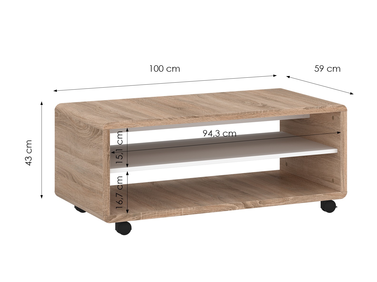 Mesa de centro Ontario 239 (Carvalho sonoma + Branco)