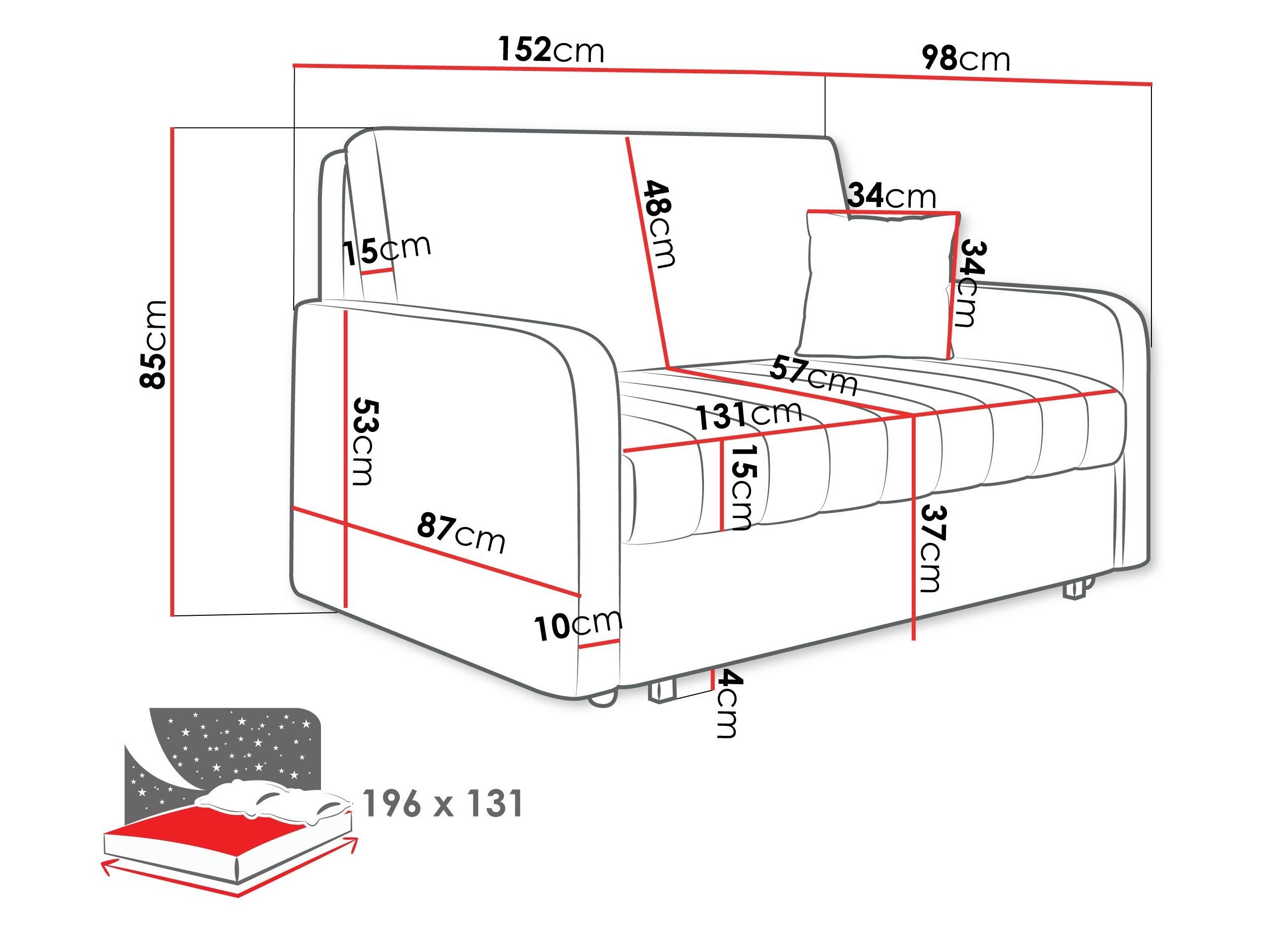 Sofá-cama Columbus 260 (Polo 872)