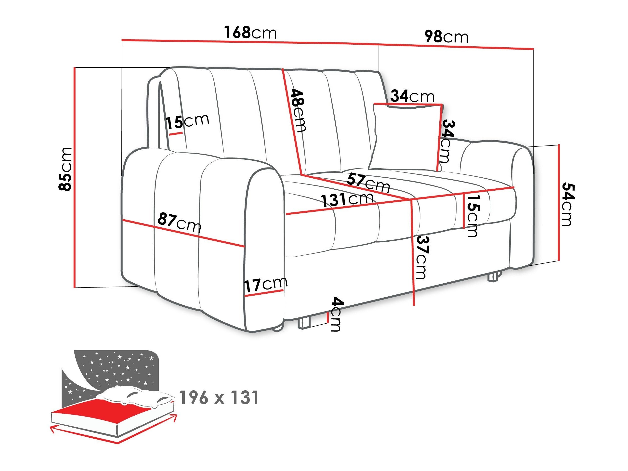 Sofá-cama Columbus 264 (Lumo 30)