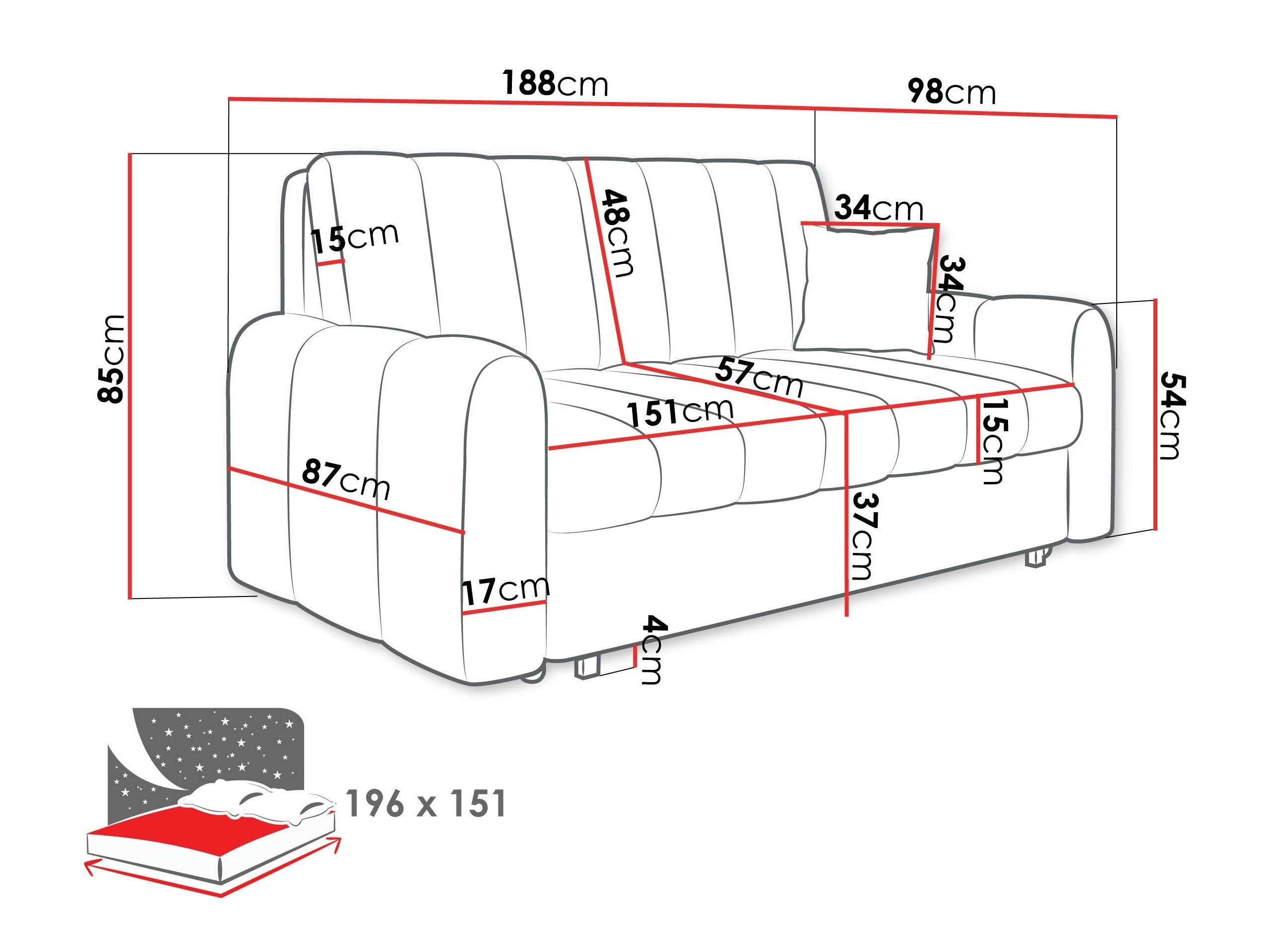 Sofá-cama Columbus 265 (Lumo 30)