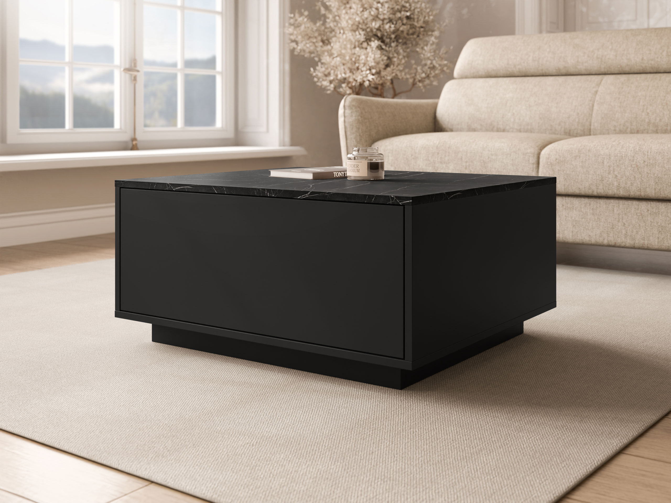 Mesa de centro Comfivo Unda (Mármore preto + Preto)