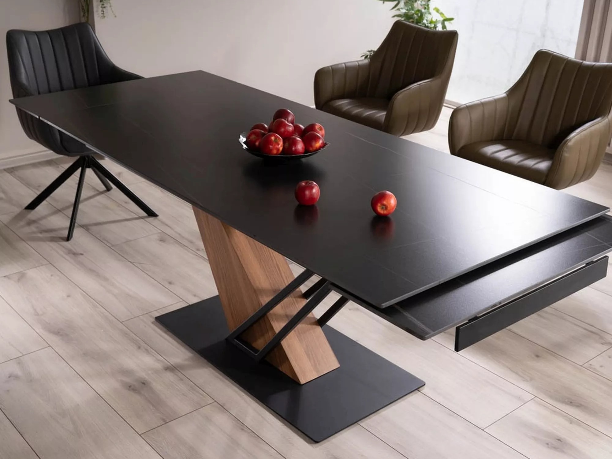 Mesa Detroit 996 (Mármore preto + Carvalho)