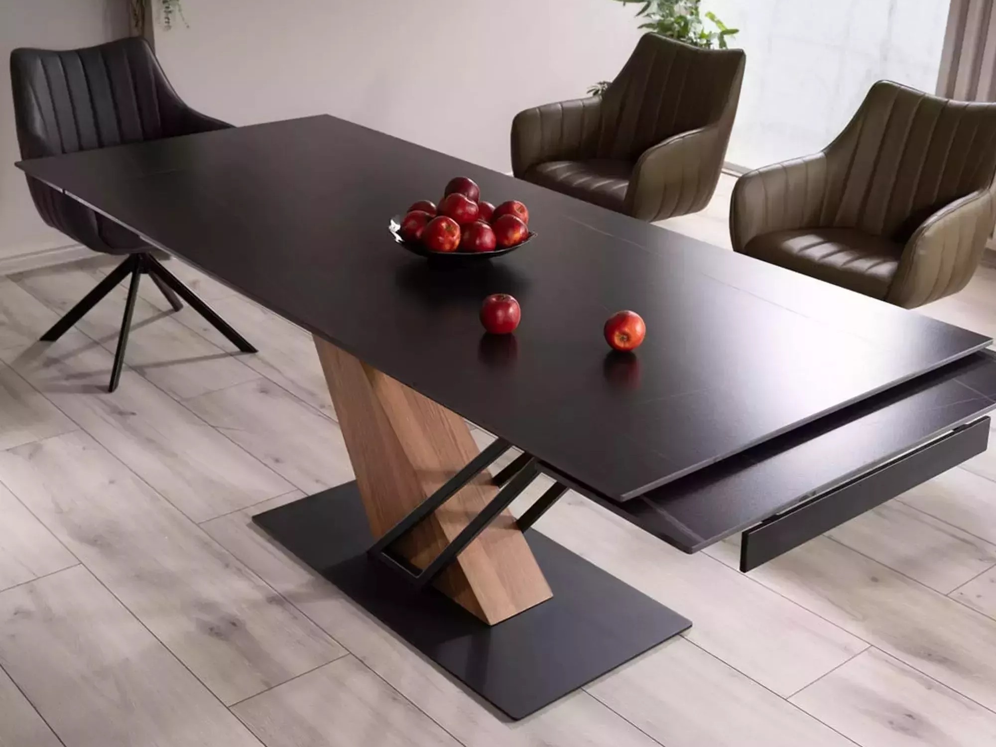Mesa Detroit 996 (Mármore preto + Carvalho)
