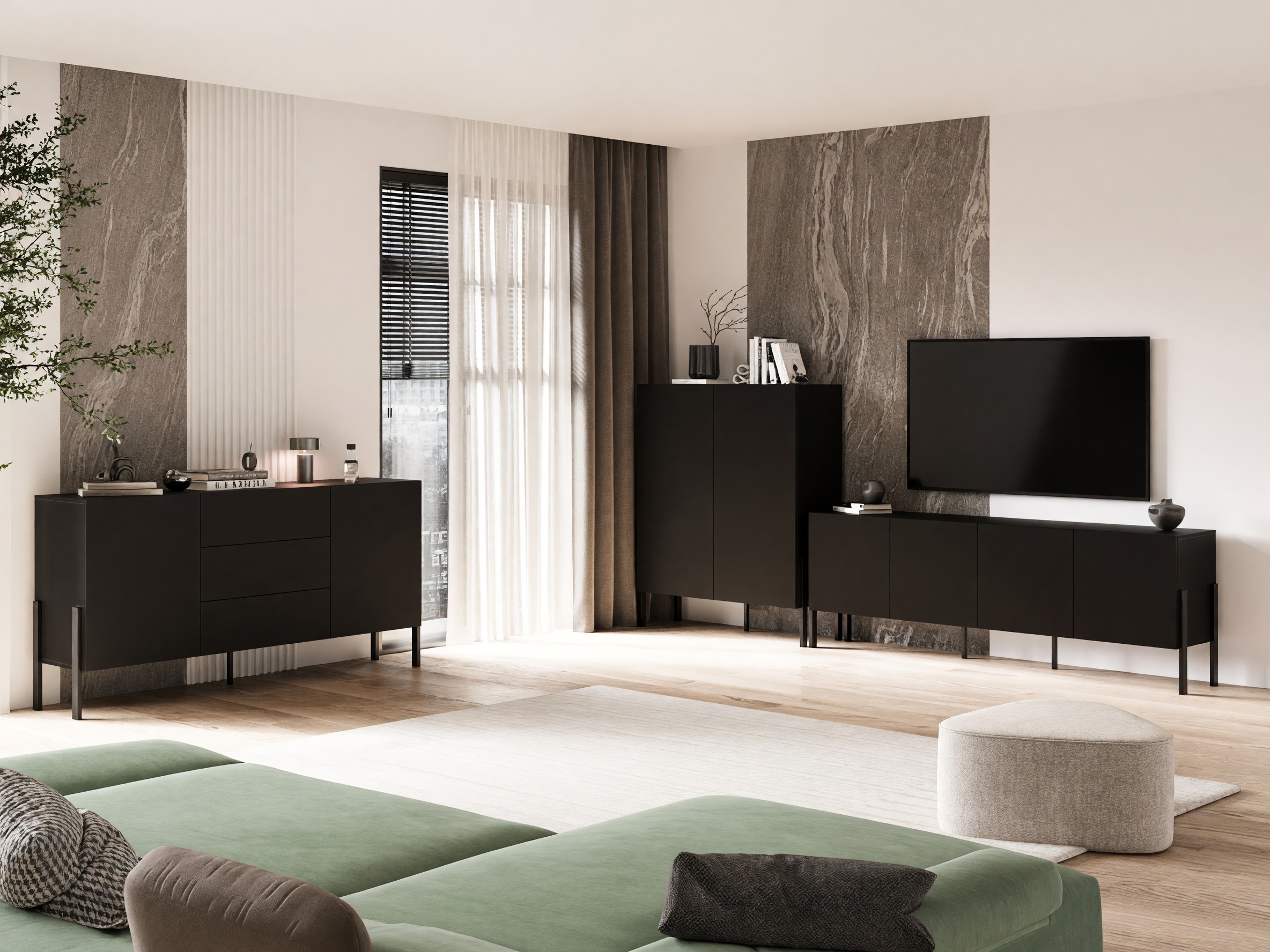 Conjunto para sala de estar Etsore 105 (Preto)