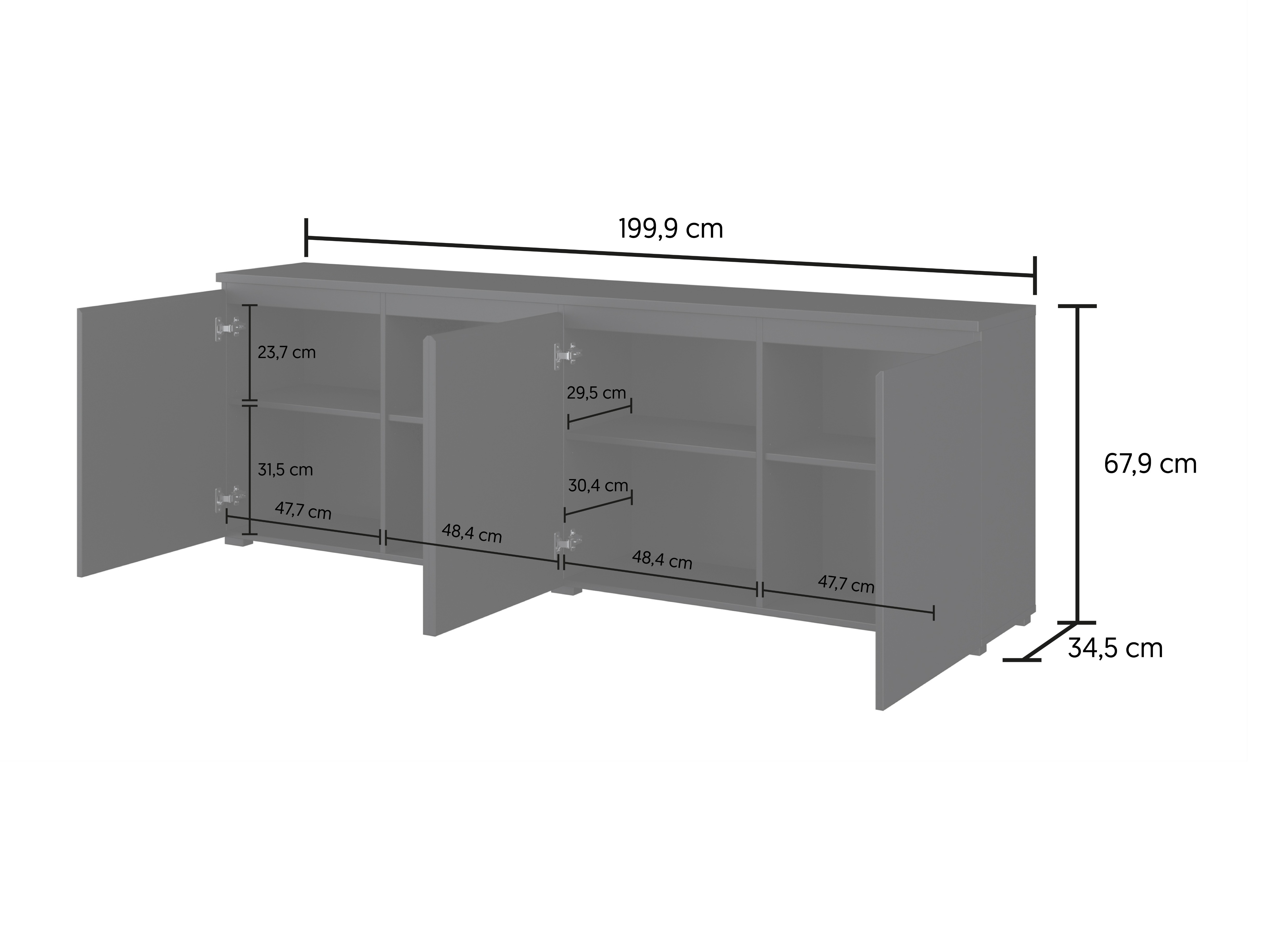 Aparador Baletu 105 (Branco + Carvalho)