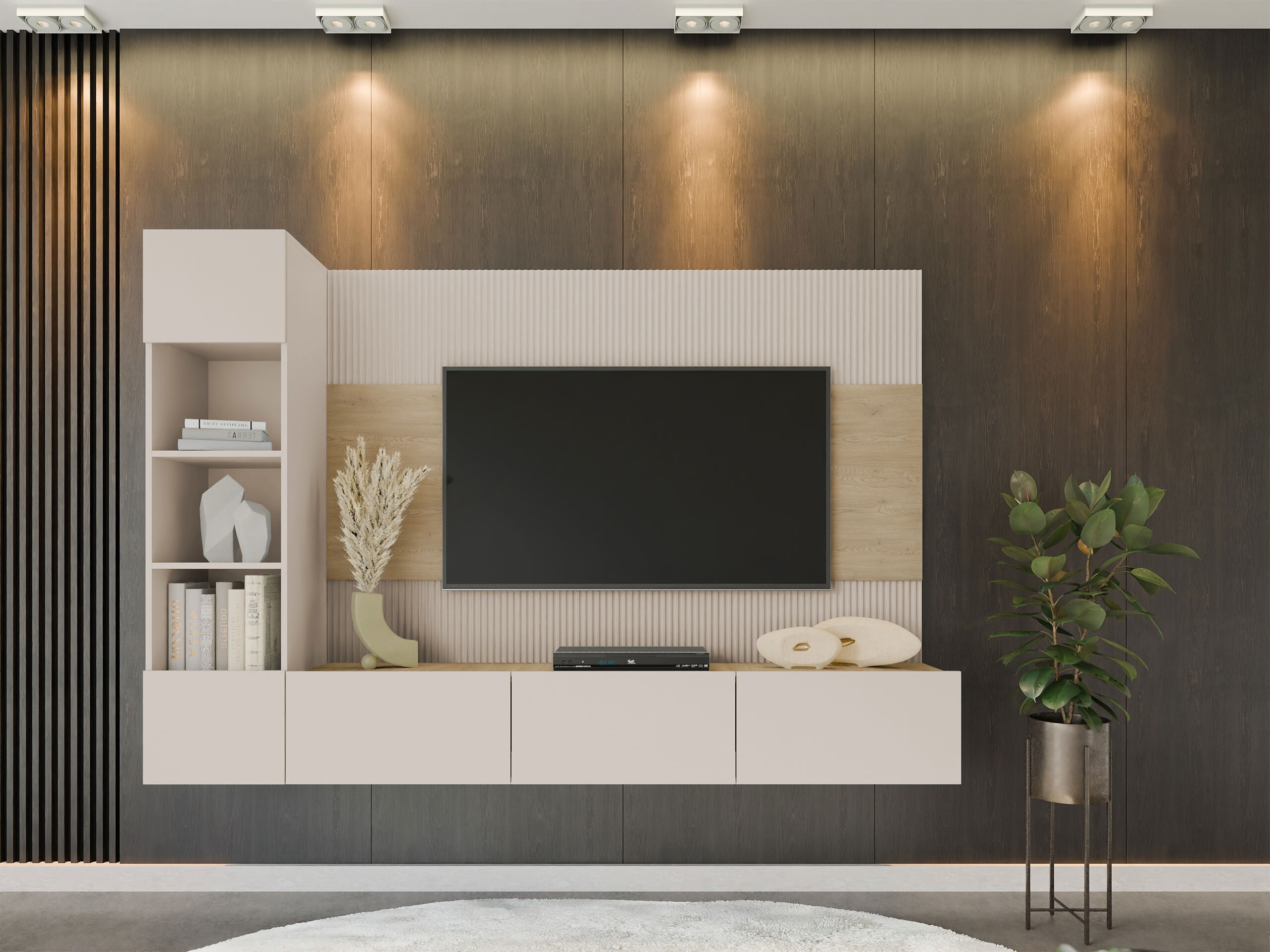 Conjunto para sala de estar Comfivo Salix II (Bege + Carvalho Cremona)