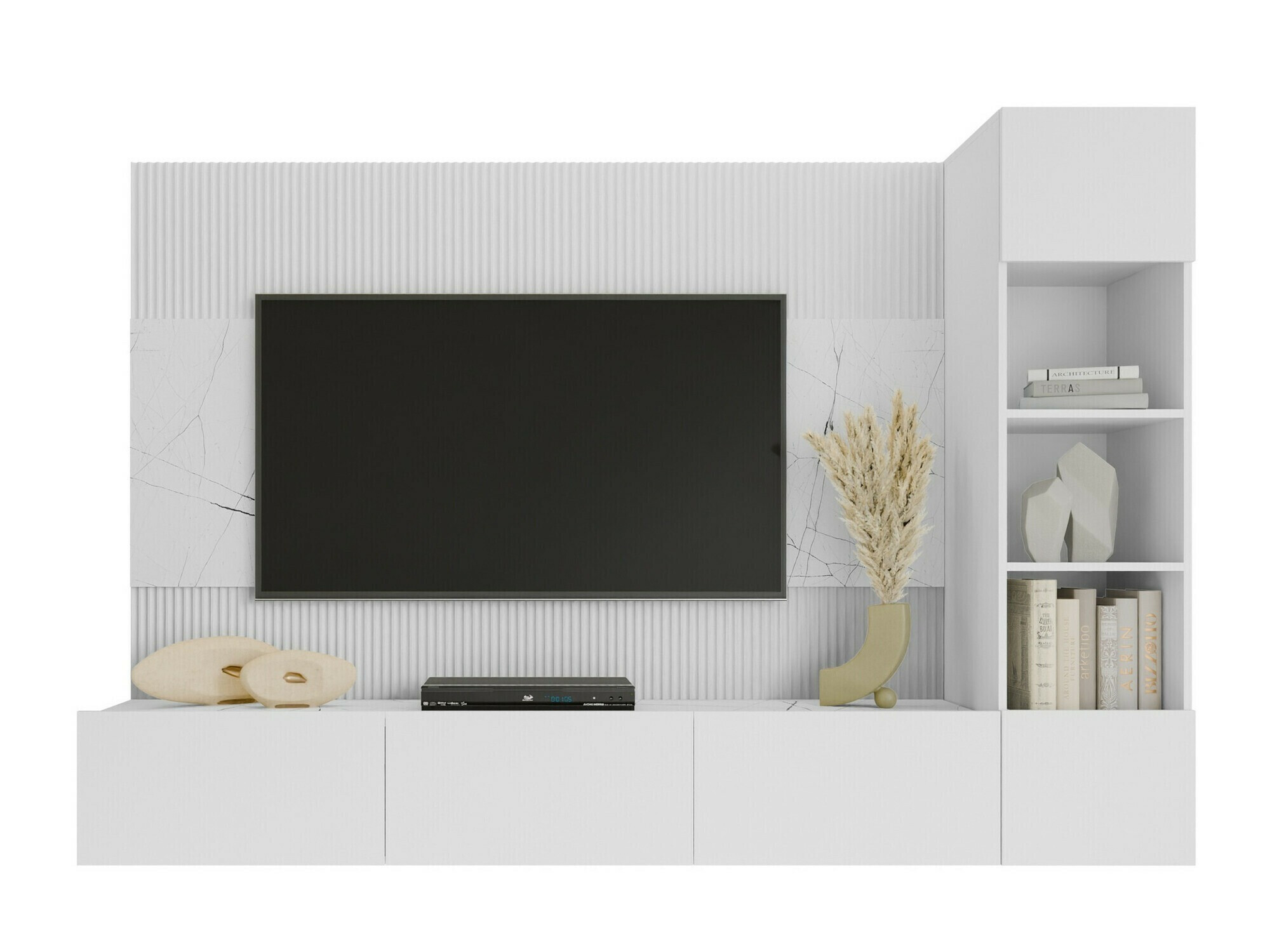 Conjunto para sala de estar Comfivo Salix II (Branco + Marmore branco)