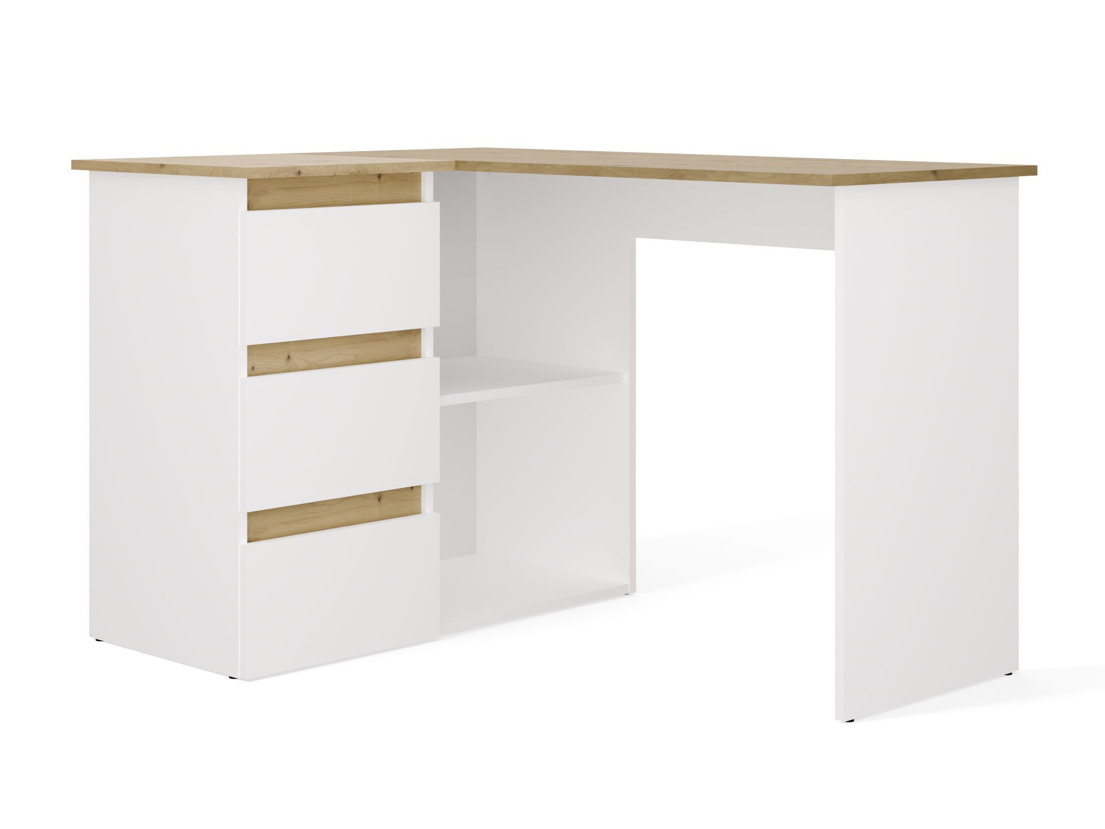 Mesa de escritório para cantos Mandeville 365 (Carvalho Artisan + Branco)