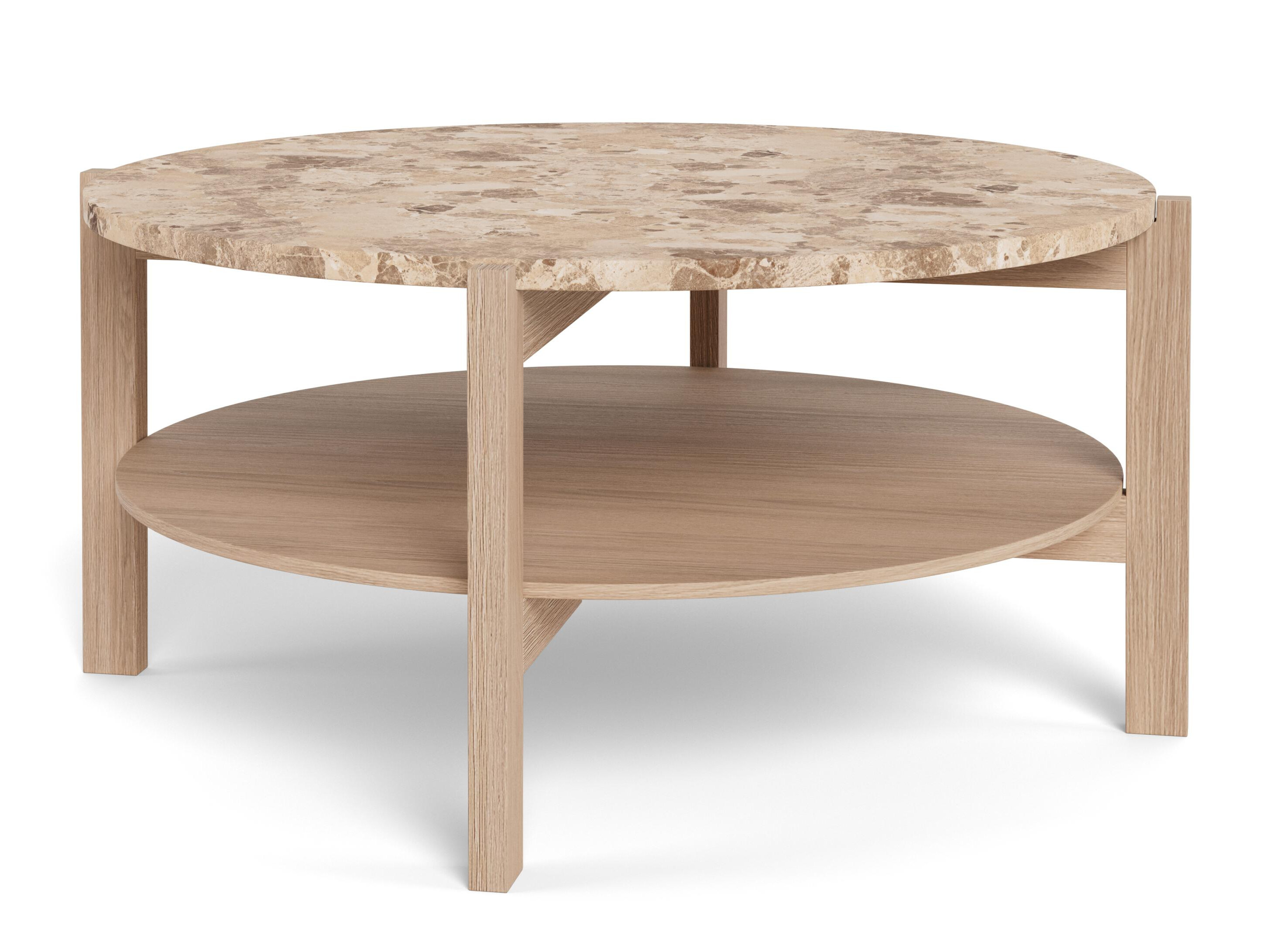 Mesa de centro Norsica 1099 (Carvalho claro + Mármore marrom)