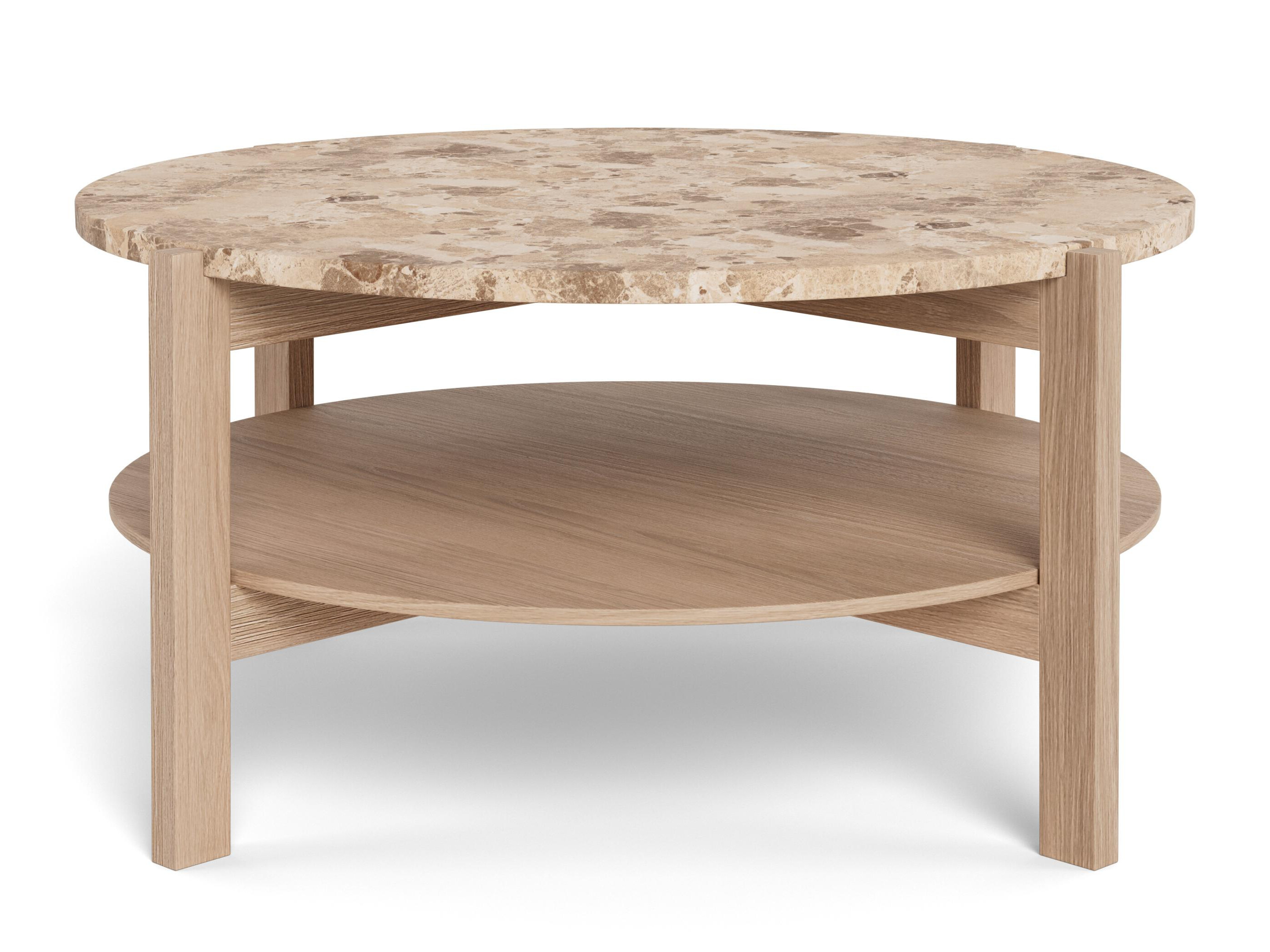 Mesa de centro Norsica 1099 (Carvalho claro + Mármore marrom)
