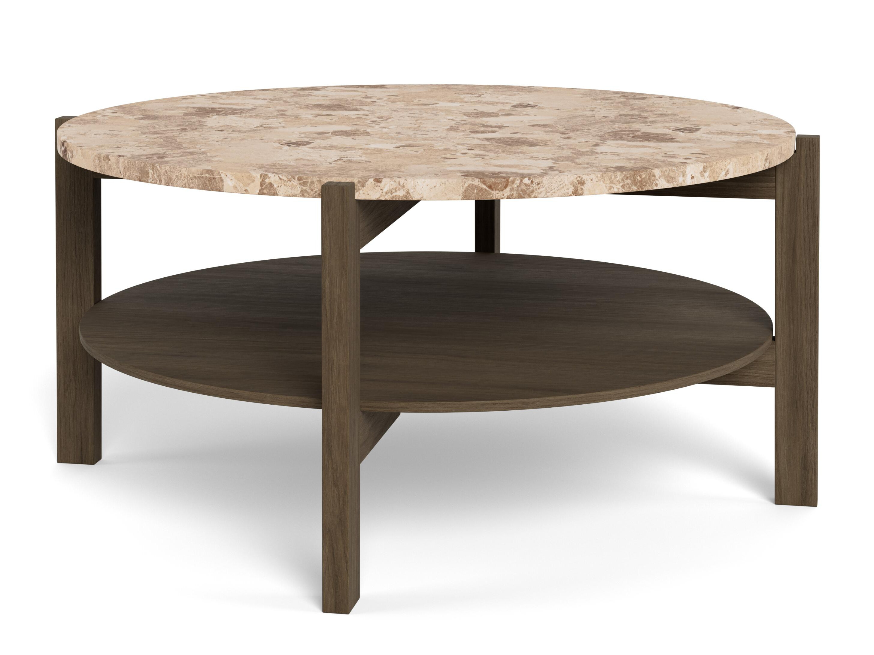 Mesa de centro Norsica 1099 (Carvalho escuro + Mármore marrom)