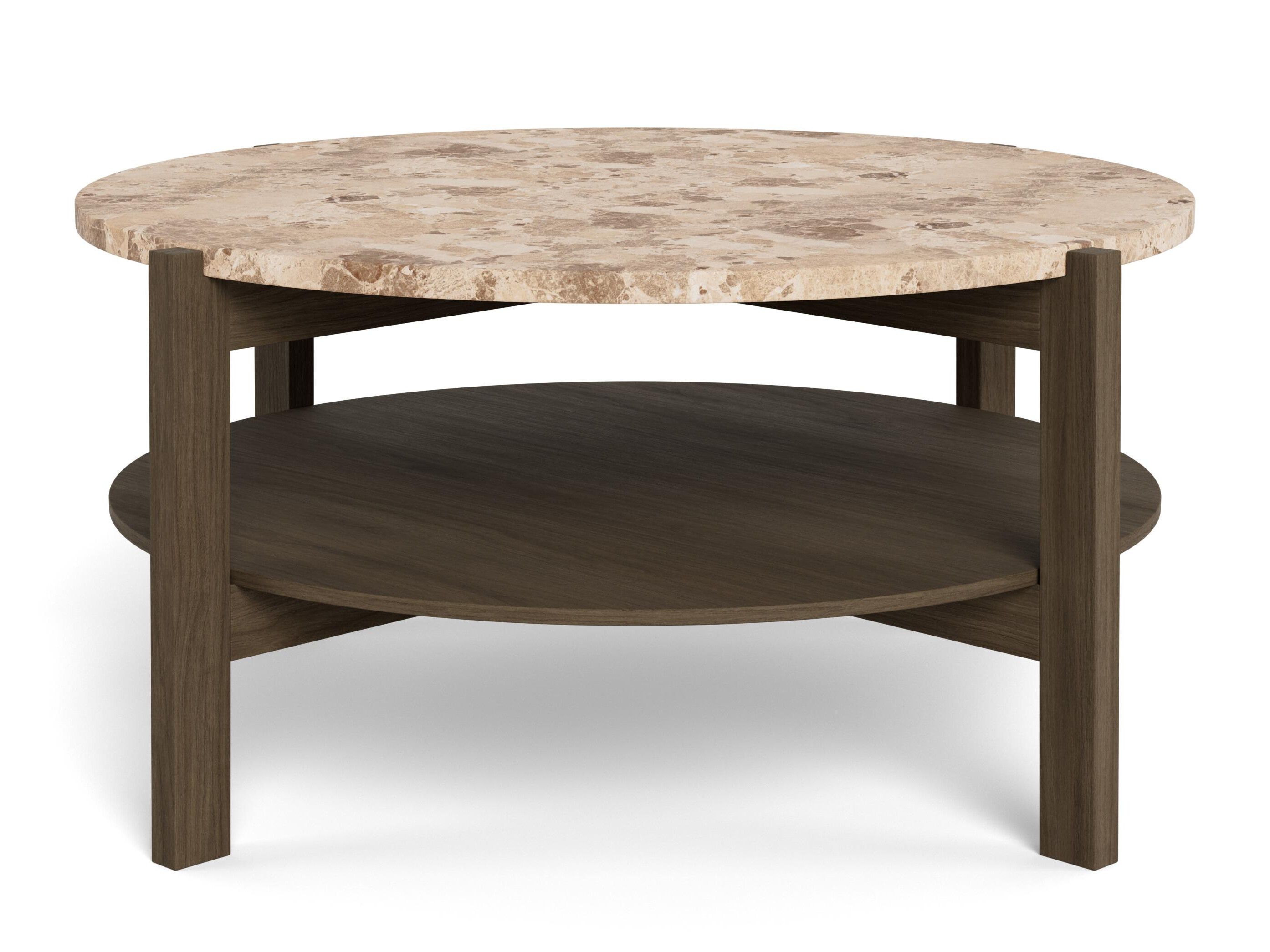 Mesa de centro Norsica 1099 (Carvalho escuro + Mármore marrom)