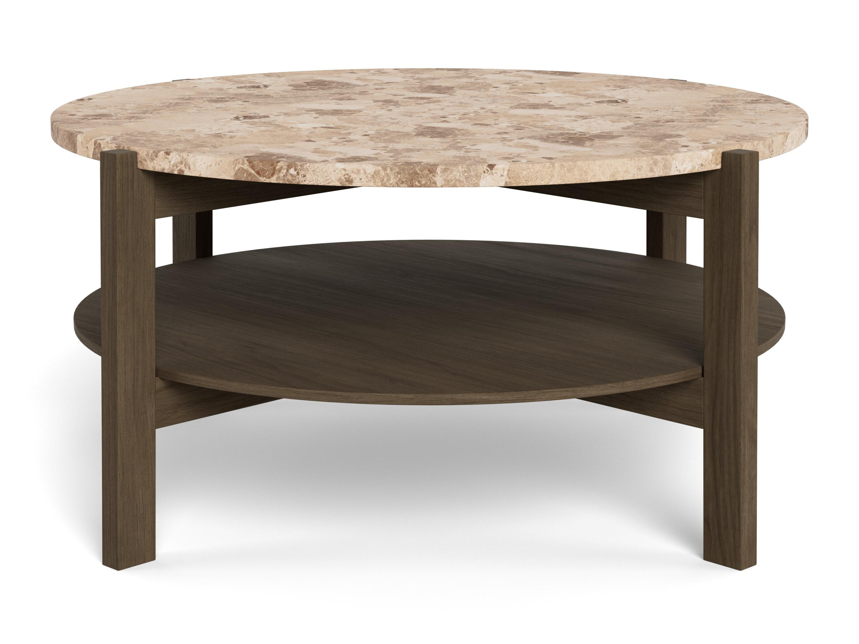 Mesa de centro Norsica 1099 (Carvalho escuro + Mármore marrom)