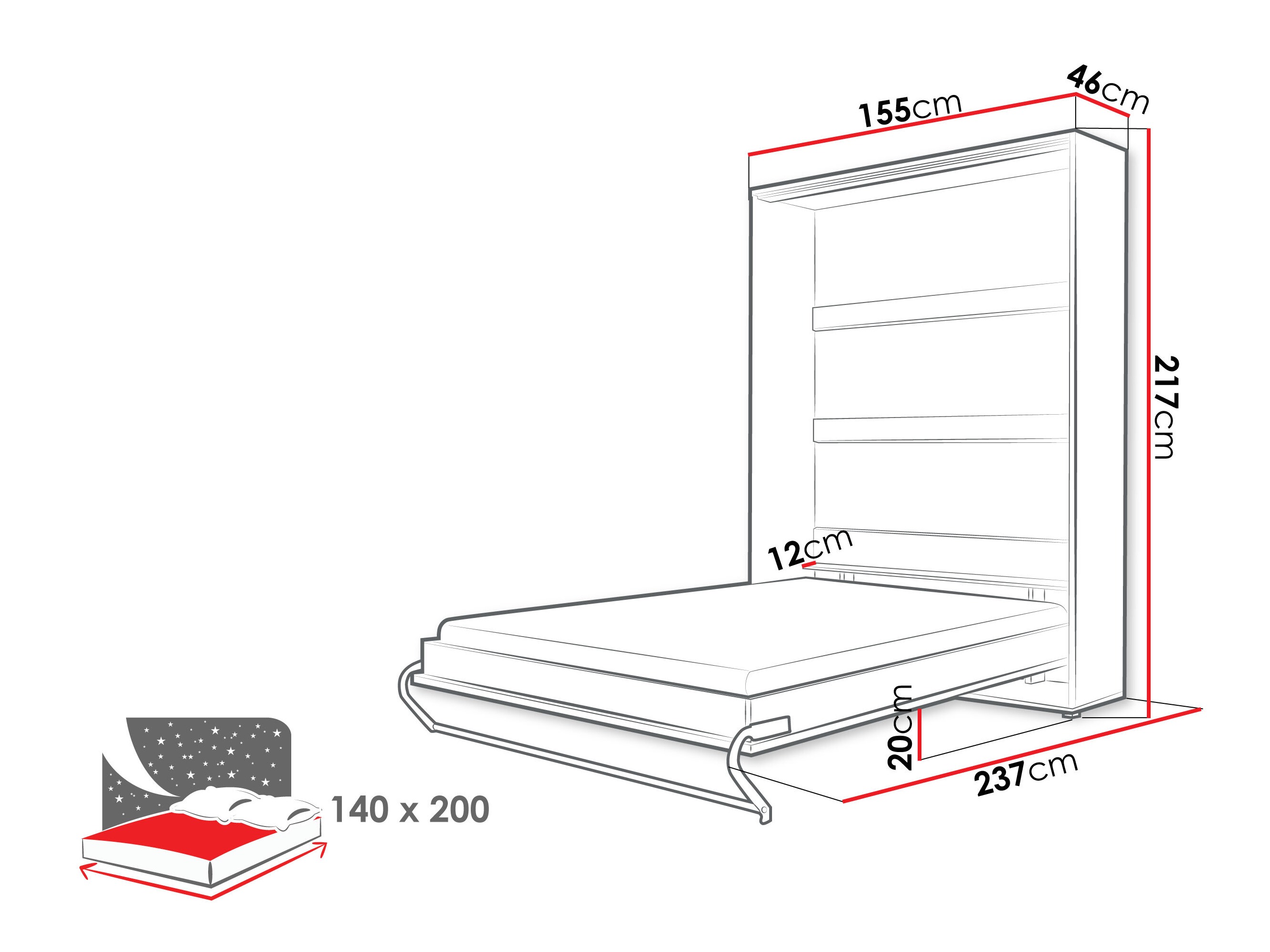 Cama rebatível Concept Pro Lenart III (Branco)
