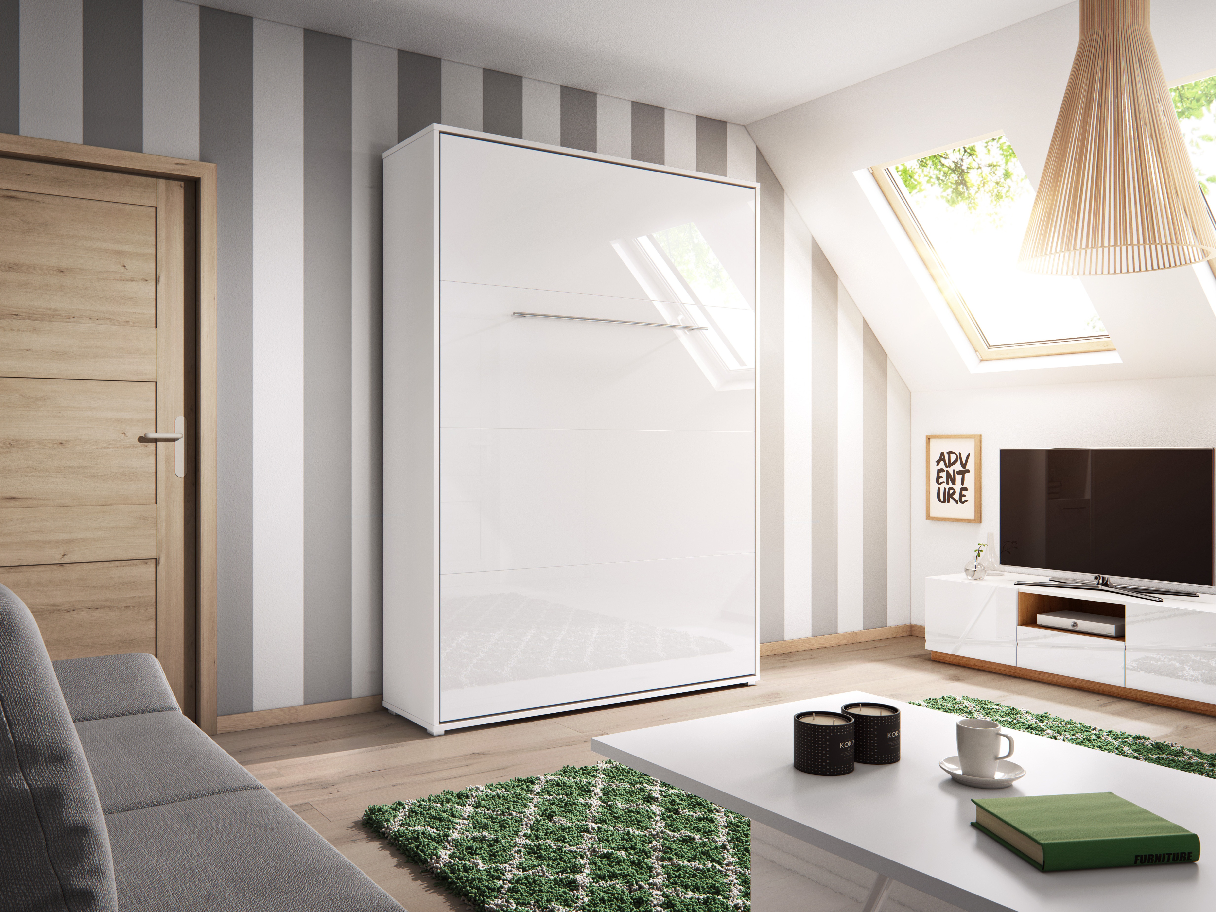 Cama rebatível Concept Pro Lenart III (Branco + Branco brilhante)