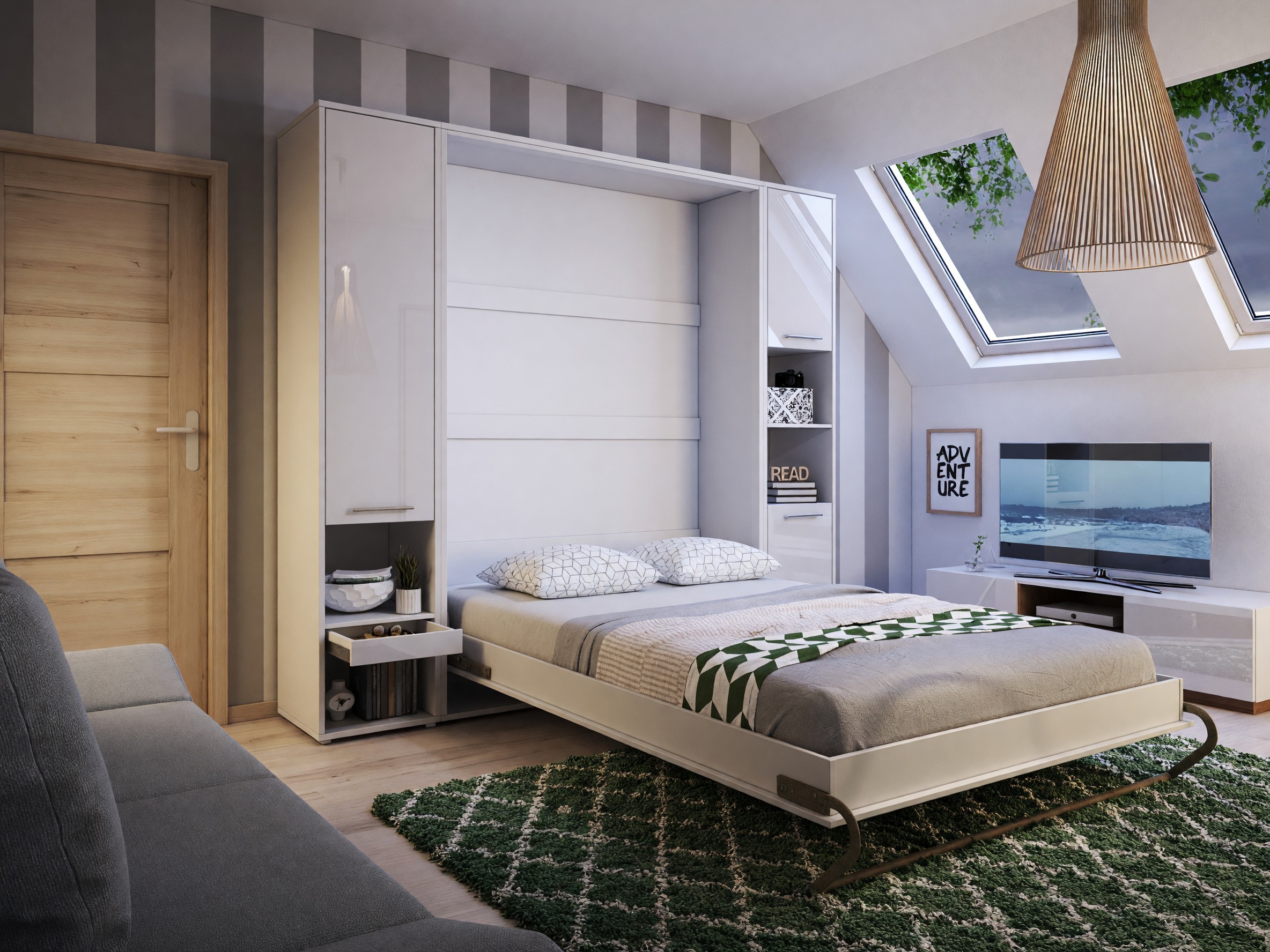 Cama rebatível Concept Pro Lenart III (Branco + Branco brilhante)