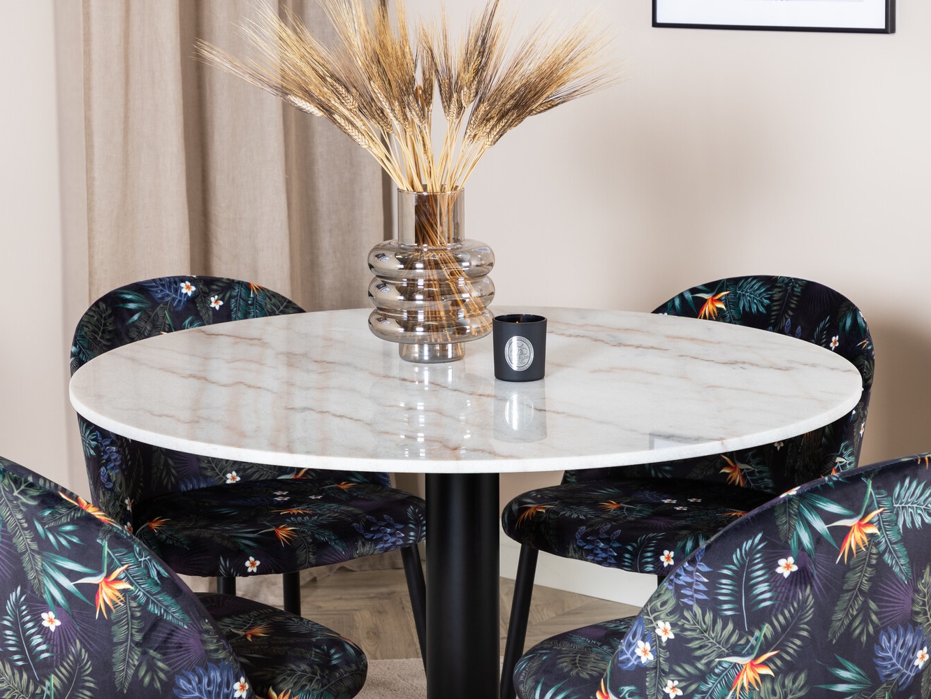 Conjunto para refeições Dallas 2572 (Preto + Padrão florido)