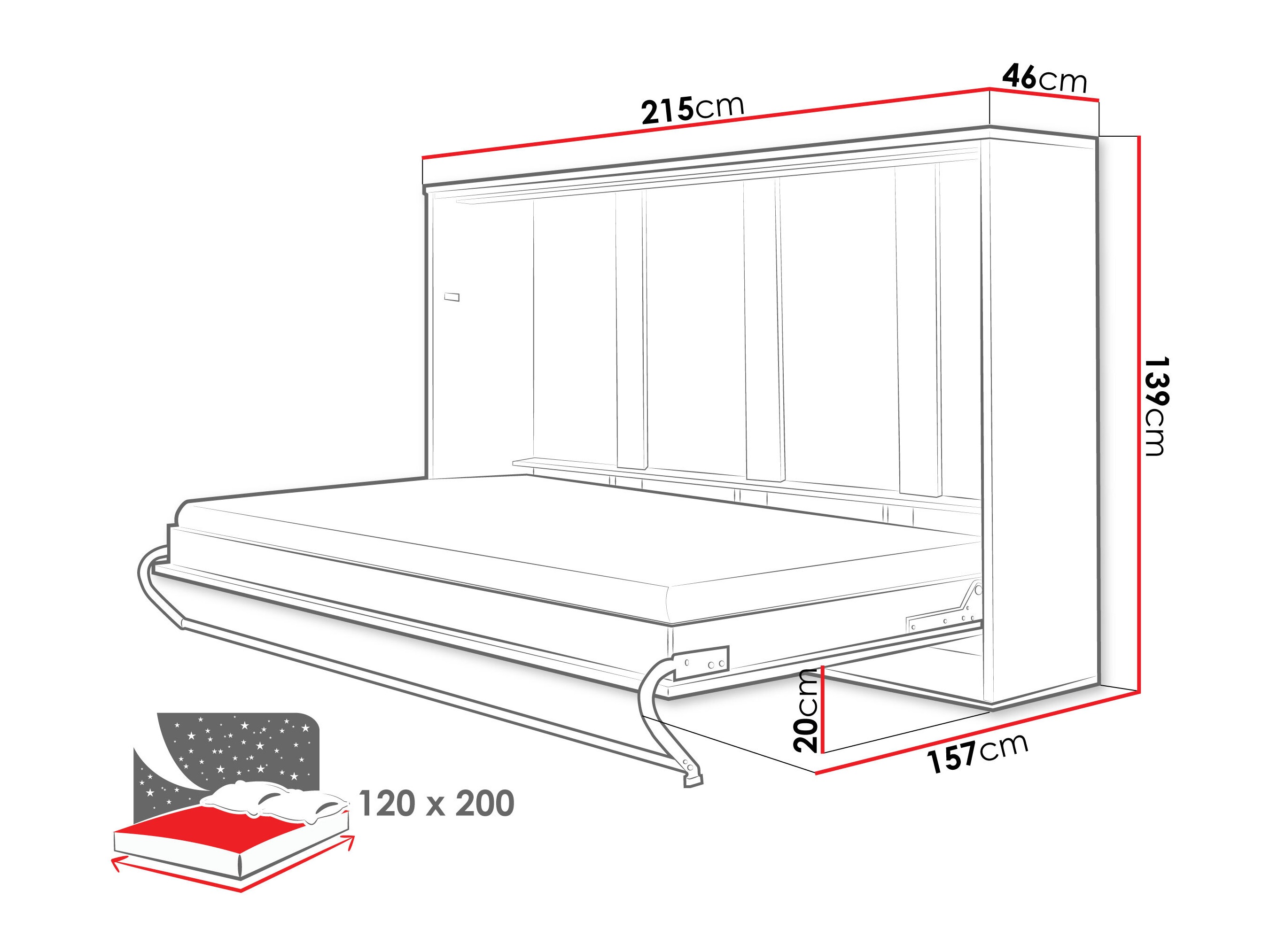 Cama rebatível Concept Pro Lenart IV (Branco + Branco brilhante)