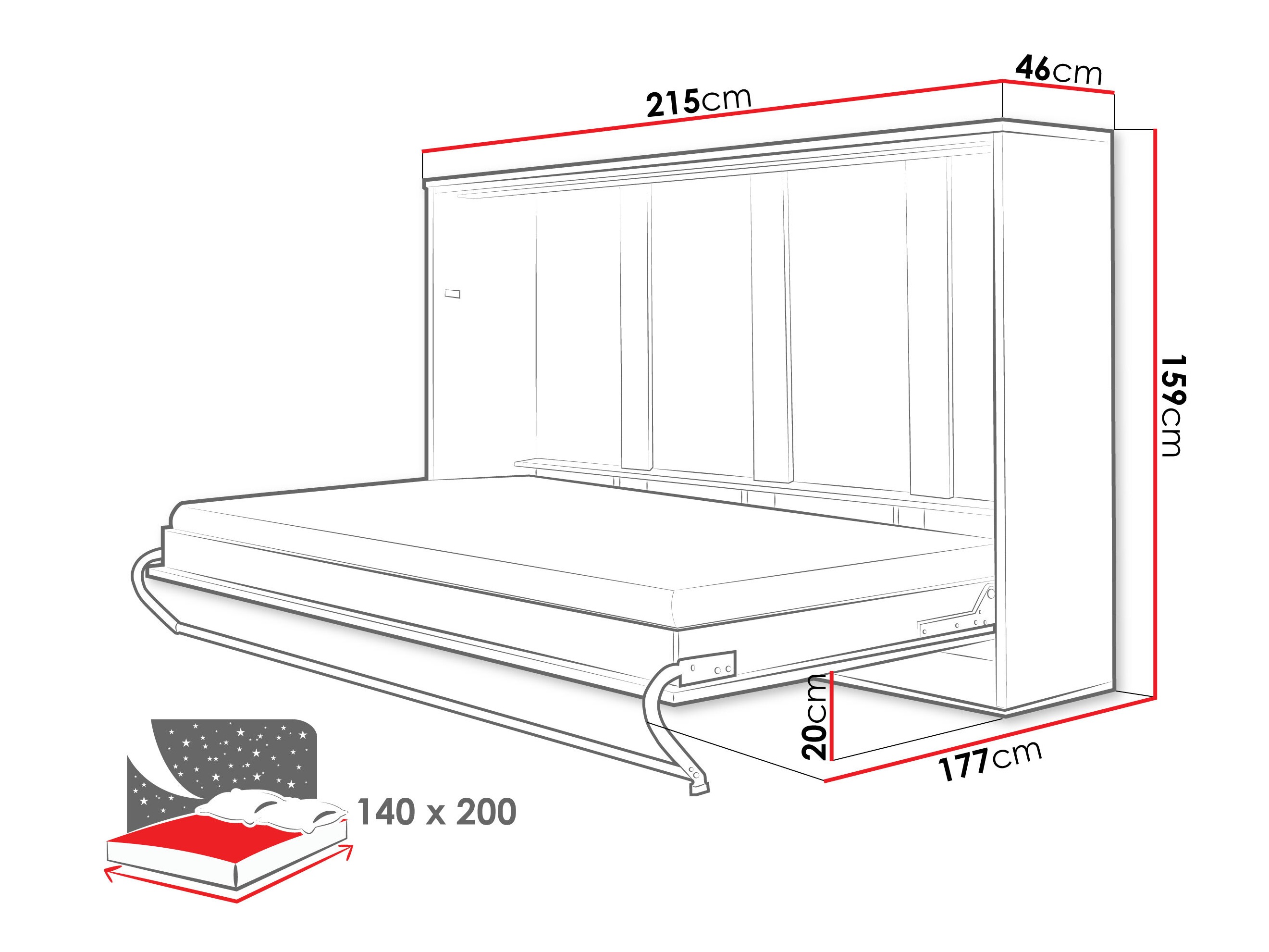 Cama rebatível Concept Pro Lenart IV (Branco + Branco brilhante)