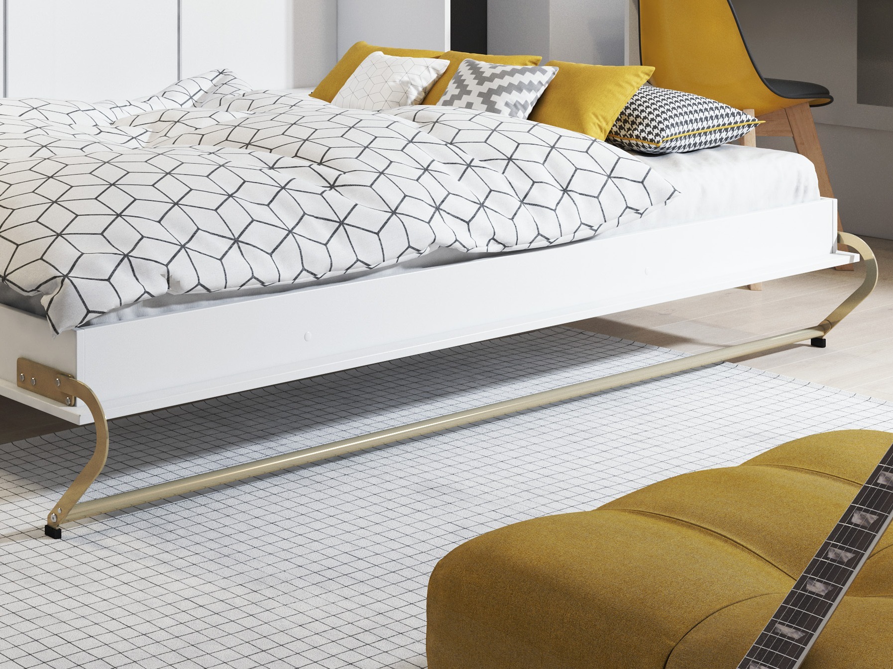 Cama rebatível Concept Pro Lenart IV (Branco + Branco brilhante)