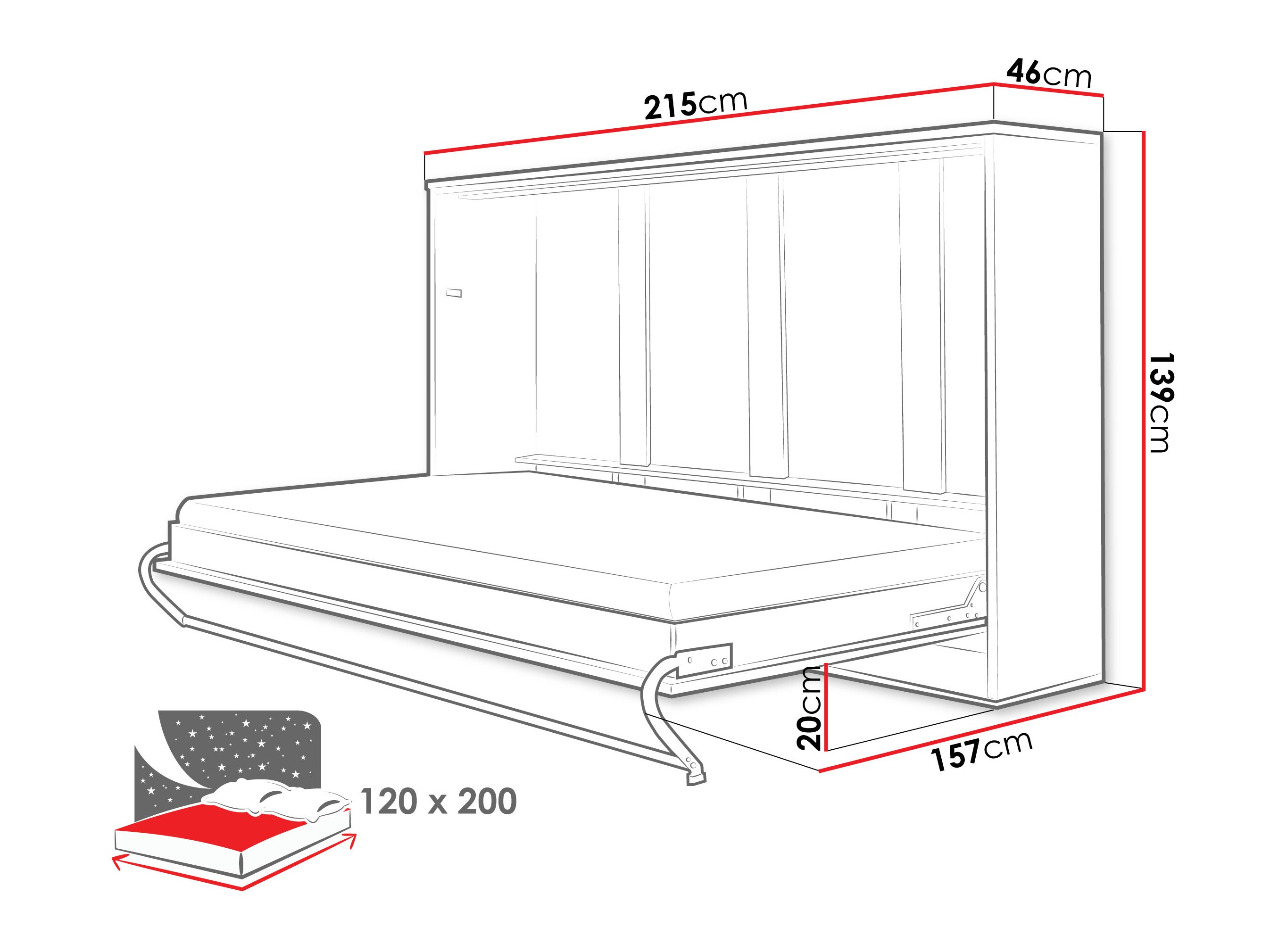 Cama rebatível Concept Pro Lenart IV (Branco)