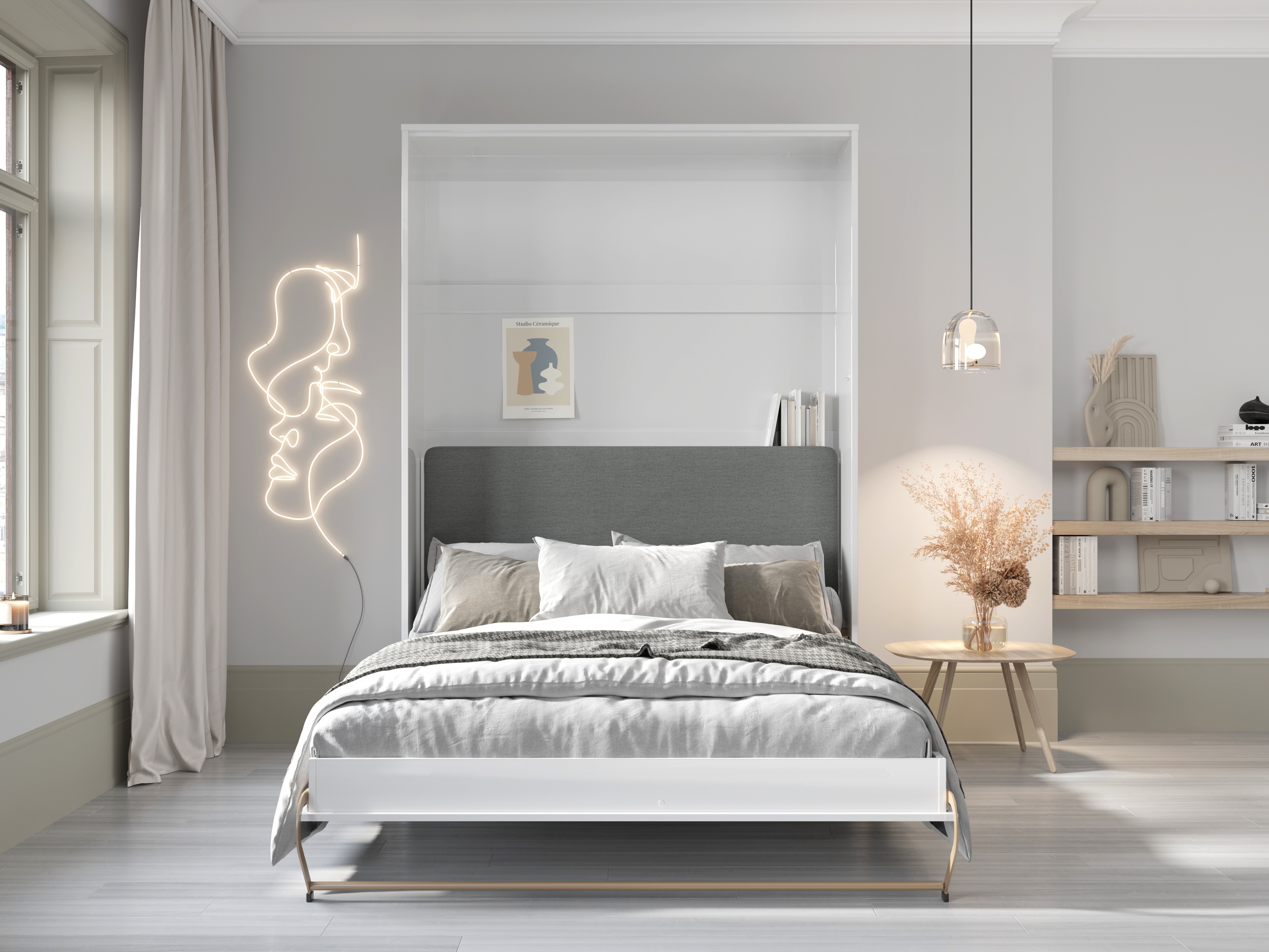 Cama rebatível Concept Pro Lenart VI (Branco + Grafite)
