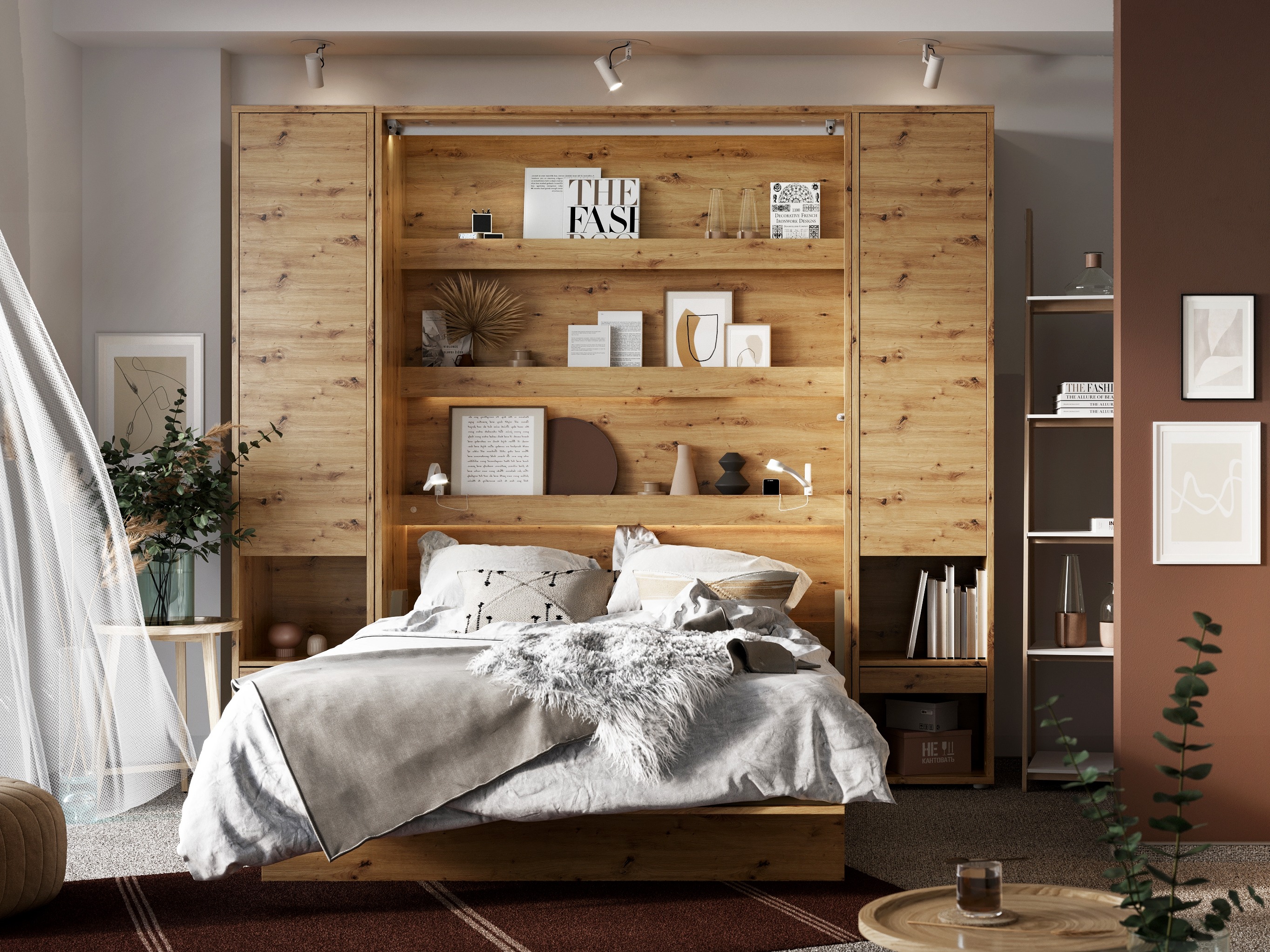 Cama rebatível Concept Lenart (Carvalho Artisan)