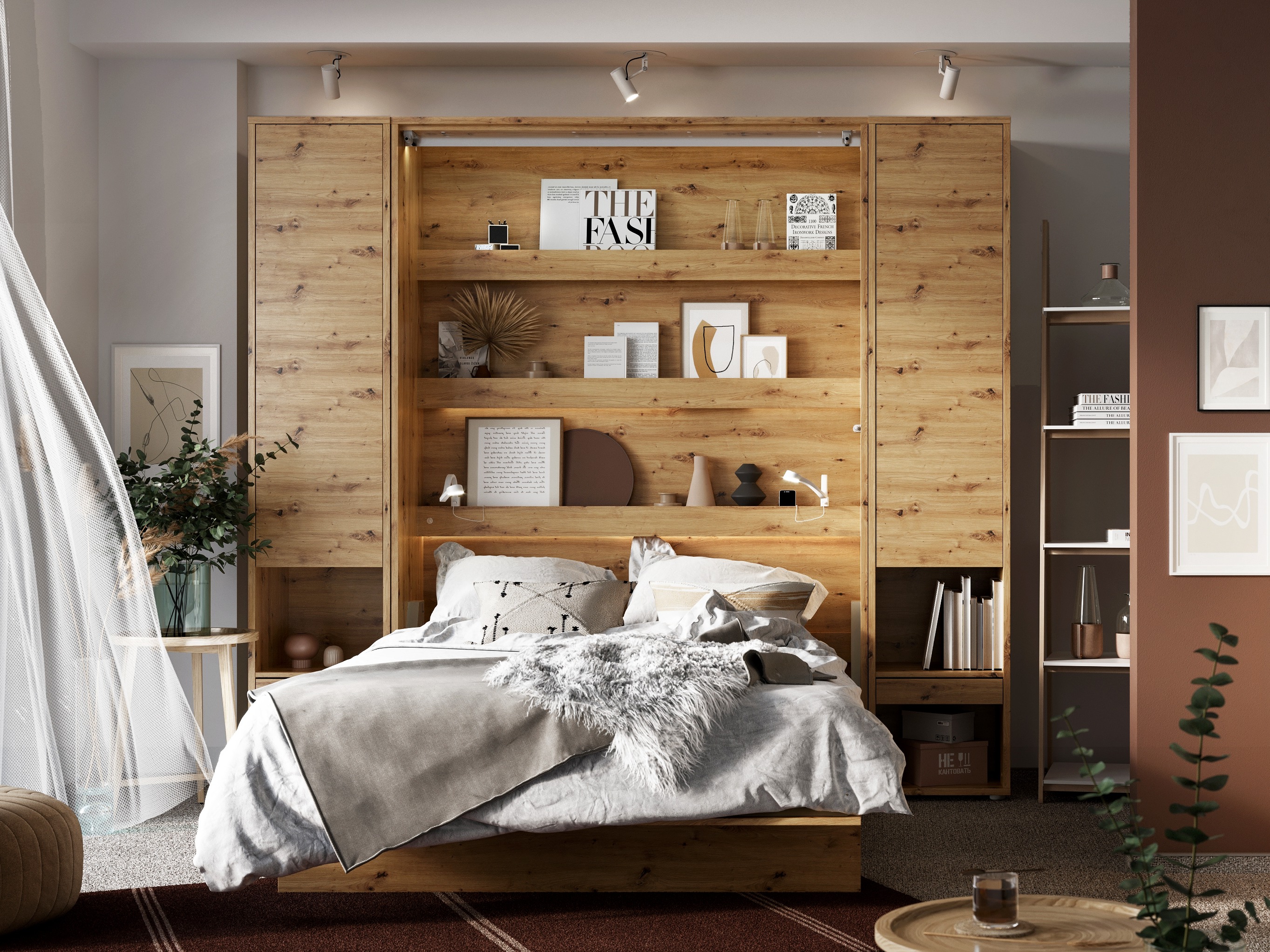 Cama rebatível Concept Lenart (Carvalho Artisan)