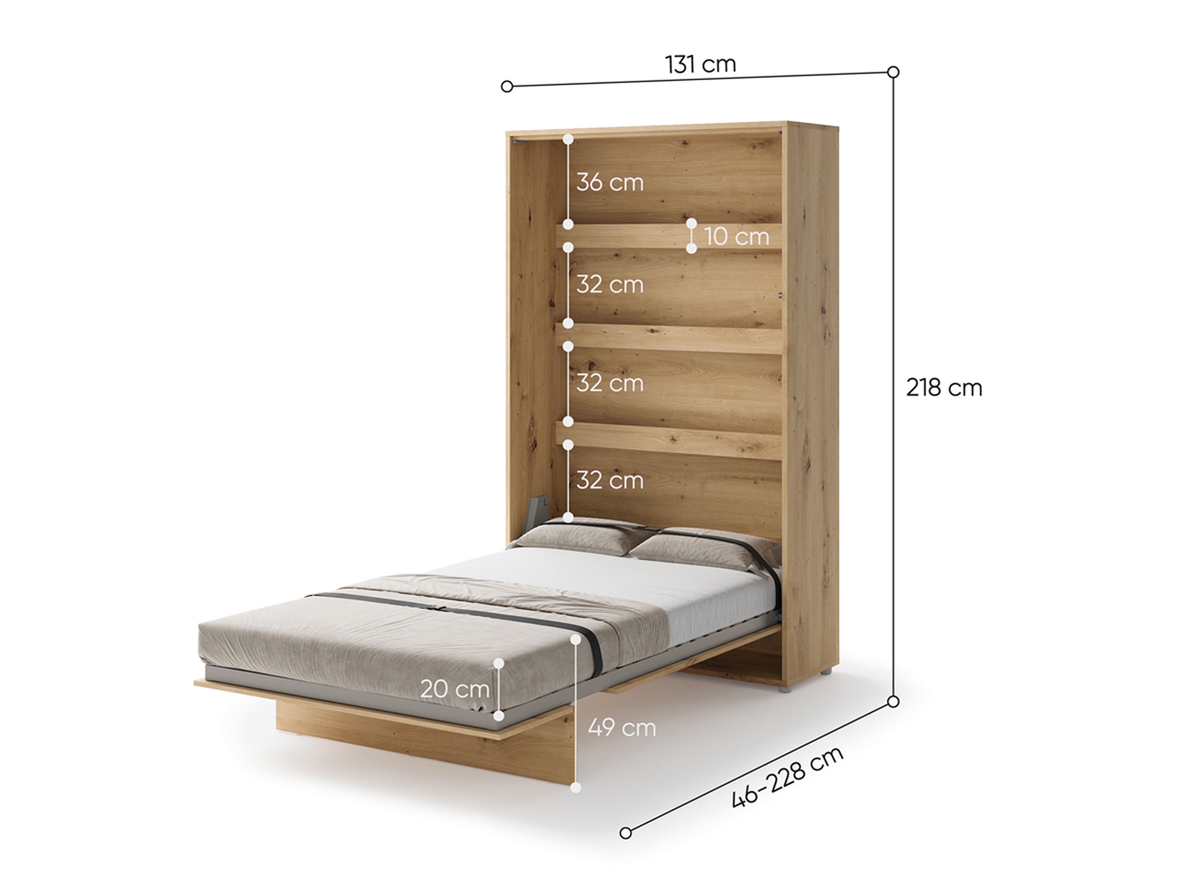 Cama rebatível Concept Lenart (Carvalho Artisan)