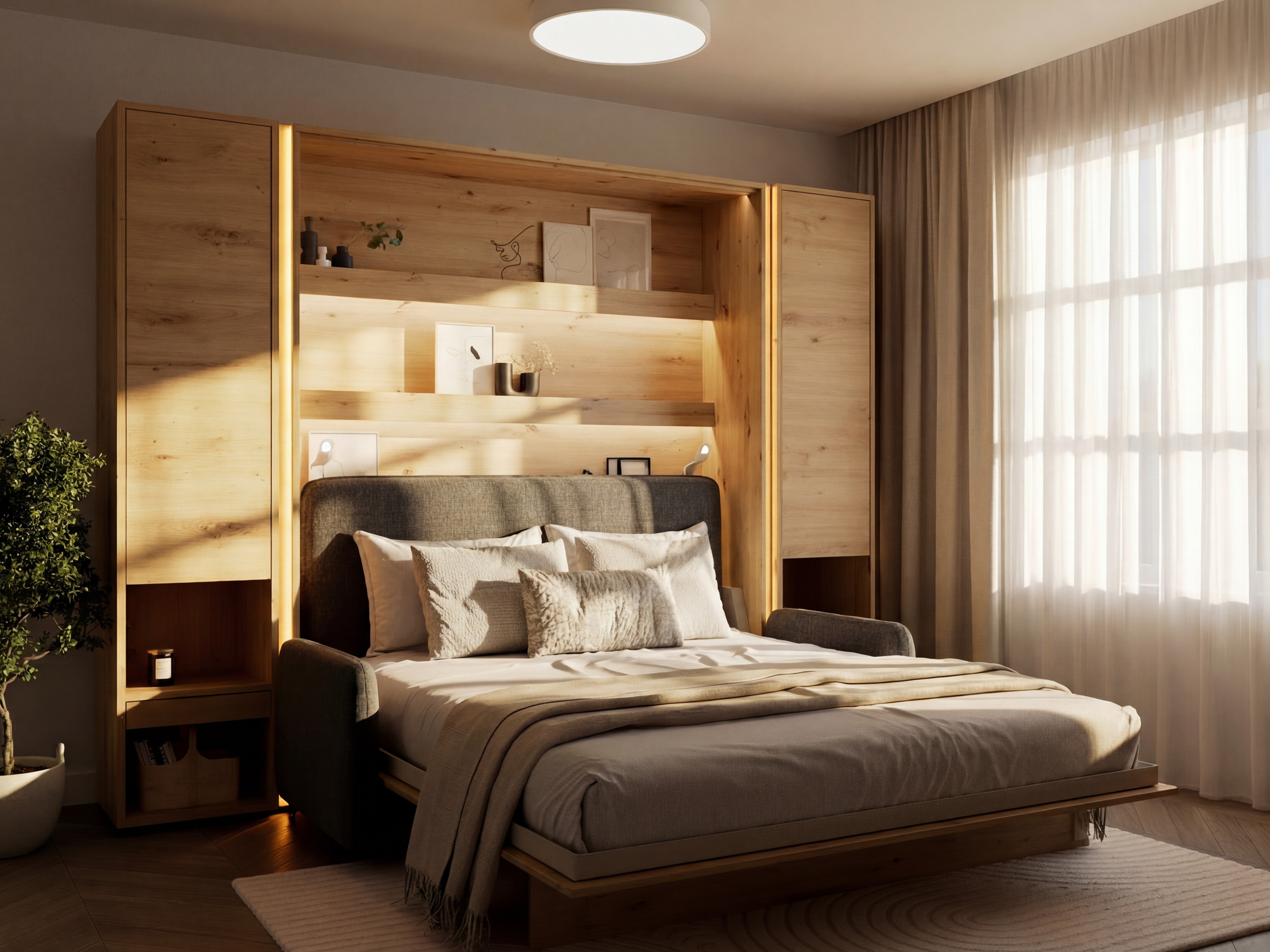 Cama rebatível Concept Lenart (Carvalho Artisan)