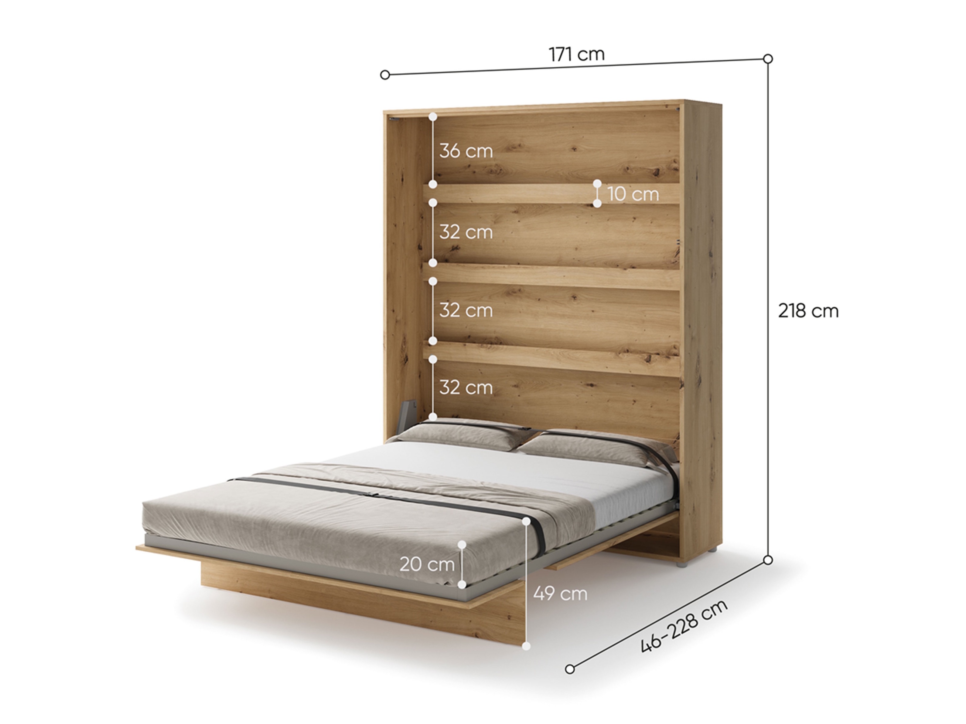 Cama rebatível Concept Lenart (Carvalho Artisan)